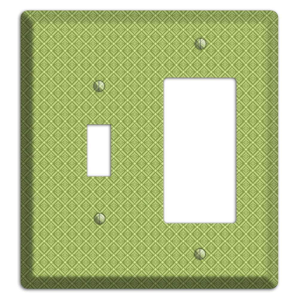 Small Green Damask Diamonds Toggle / Rocker Wallplate