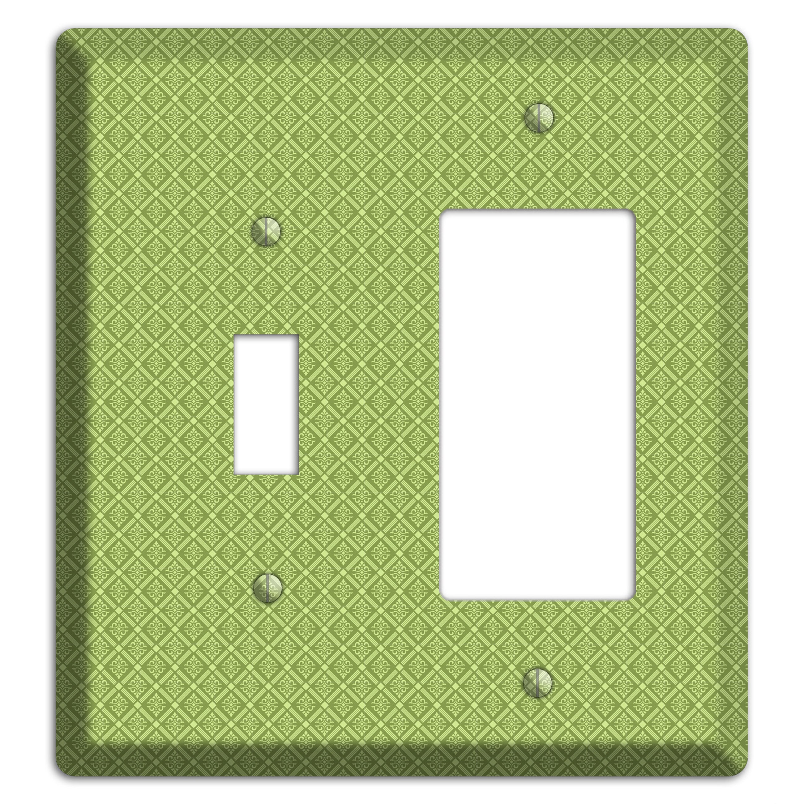 Small Green Damask Diamonds Toggle / Rocker Wallplate