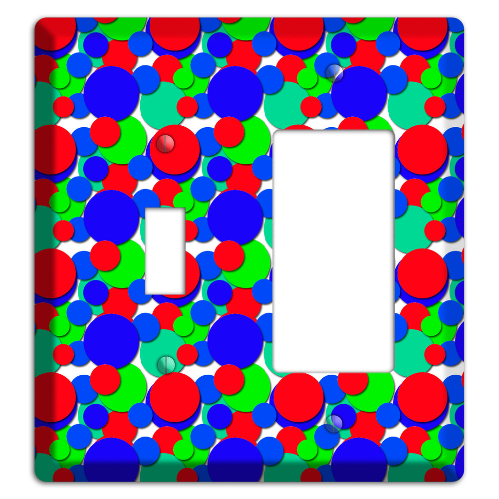 Red Blue Green Bubble Dots Toggle / Rocker Wallplate