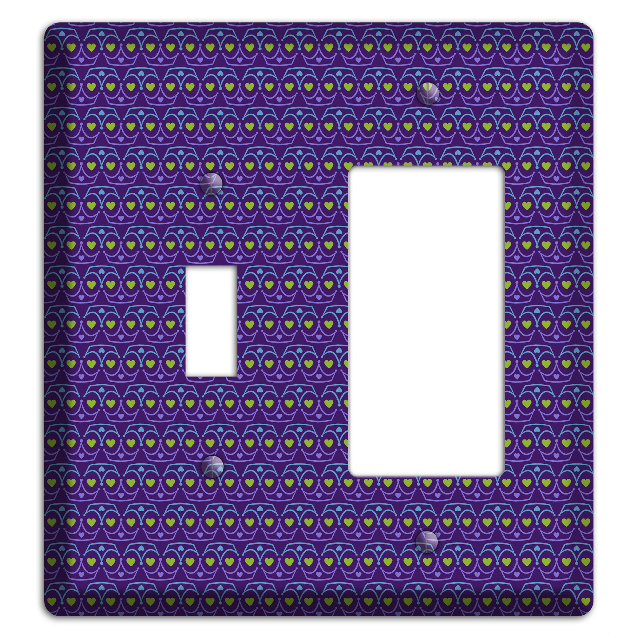 Purple Blue and Green Geometric Hearts Toggle / Rocker Wallplate
