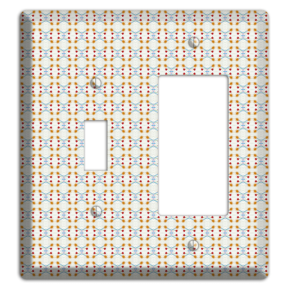 Off White Red Blue Retro Arabesque Toggle / Rocker Wallplate