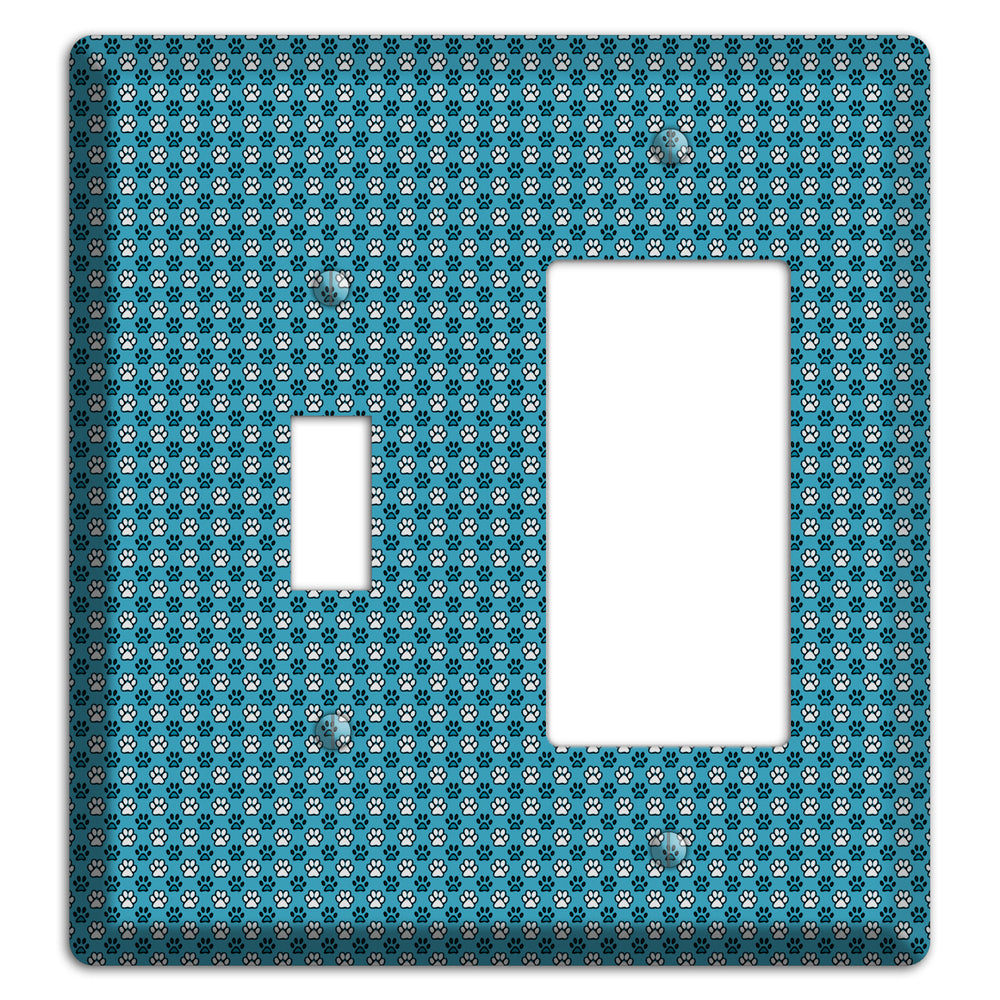 Blue Paw Prints Toggle / Rocker Wallplate