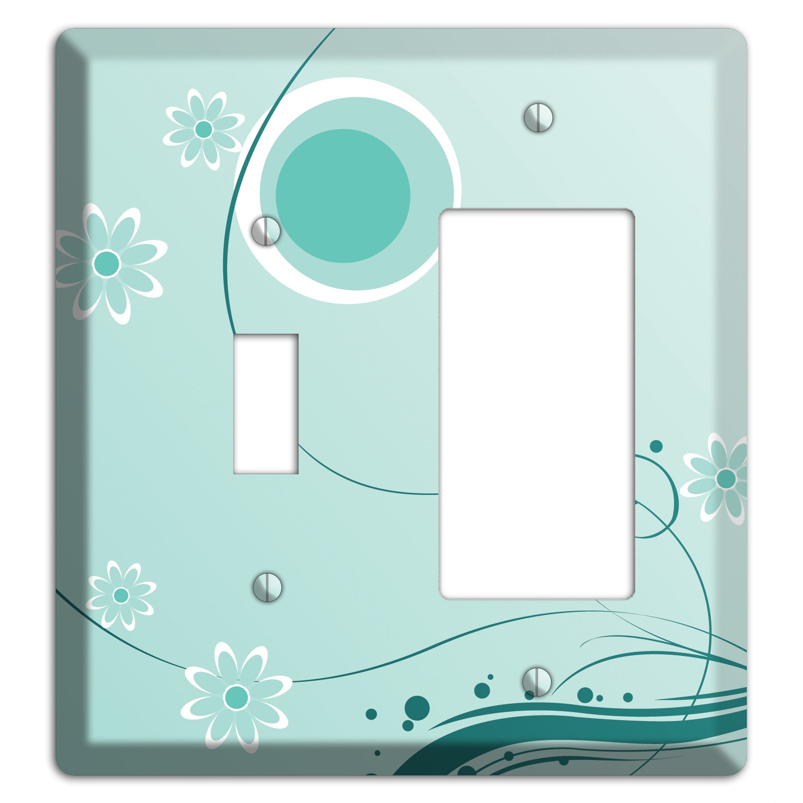 Light Green Floral Toggle / Rocker Wallplate