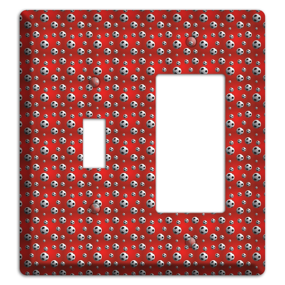 Red with Soccer Balls Toggle / Rocker Wallplate