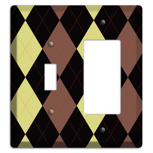 Yellow and Brown Argyle Toggle / Rocker Wallplate