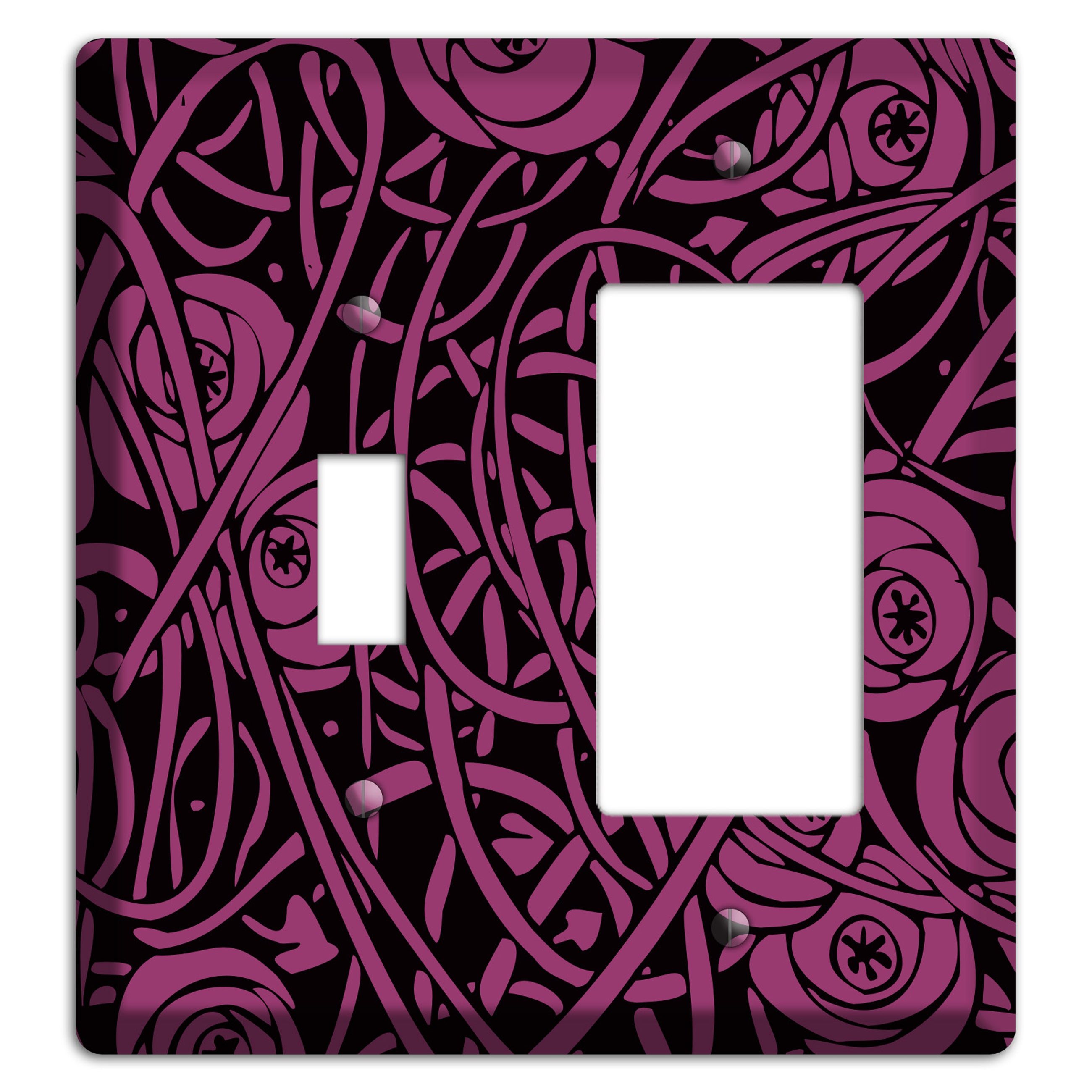 Fuschia Deco Floral Toggle / Rocker Wallplate