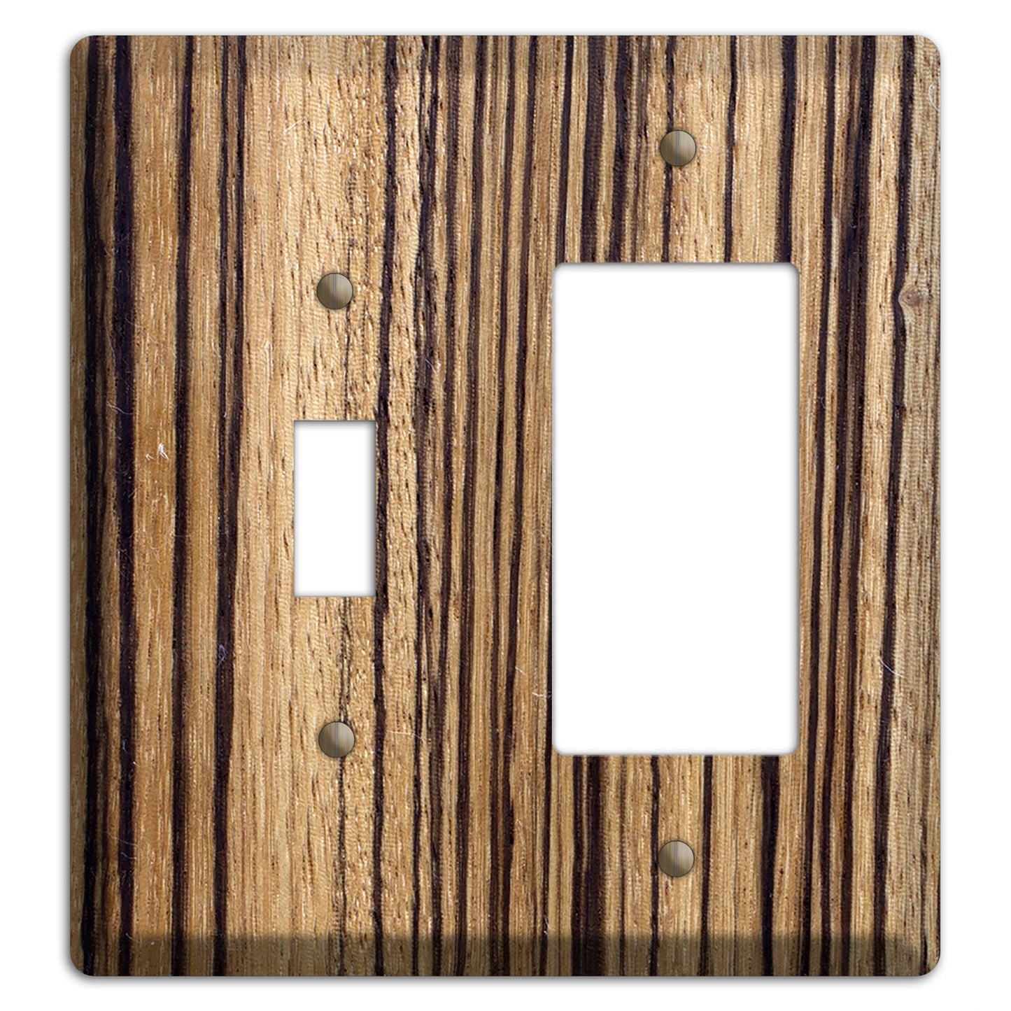Zebrawood Wood Toggle / Rocker Cover Plate