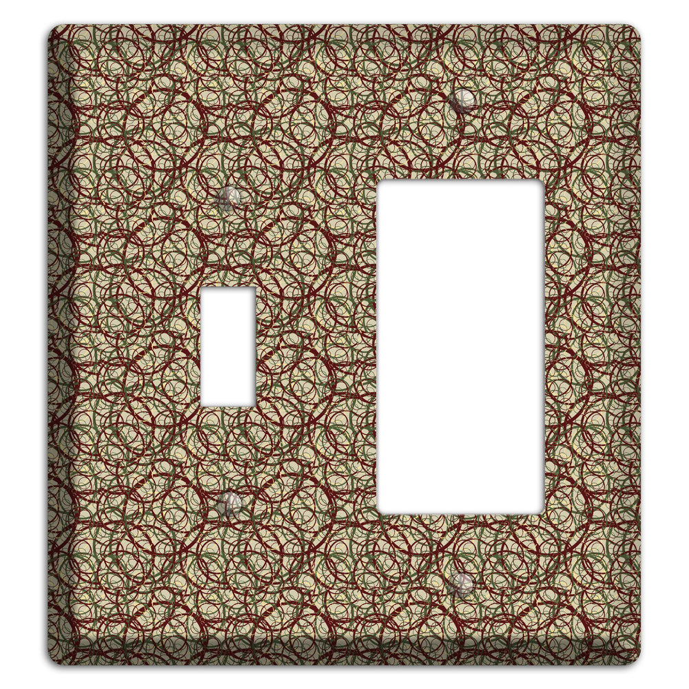 Brown and Burgundy Circles Toggle / Rocker Wallplate