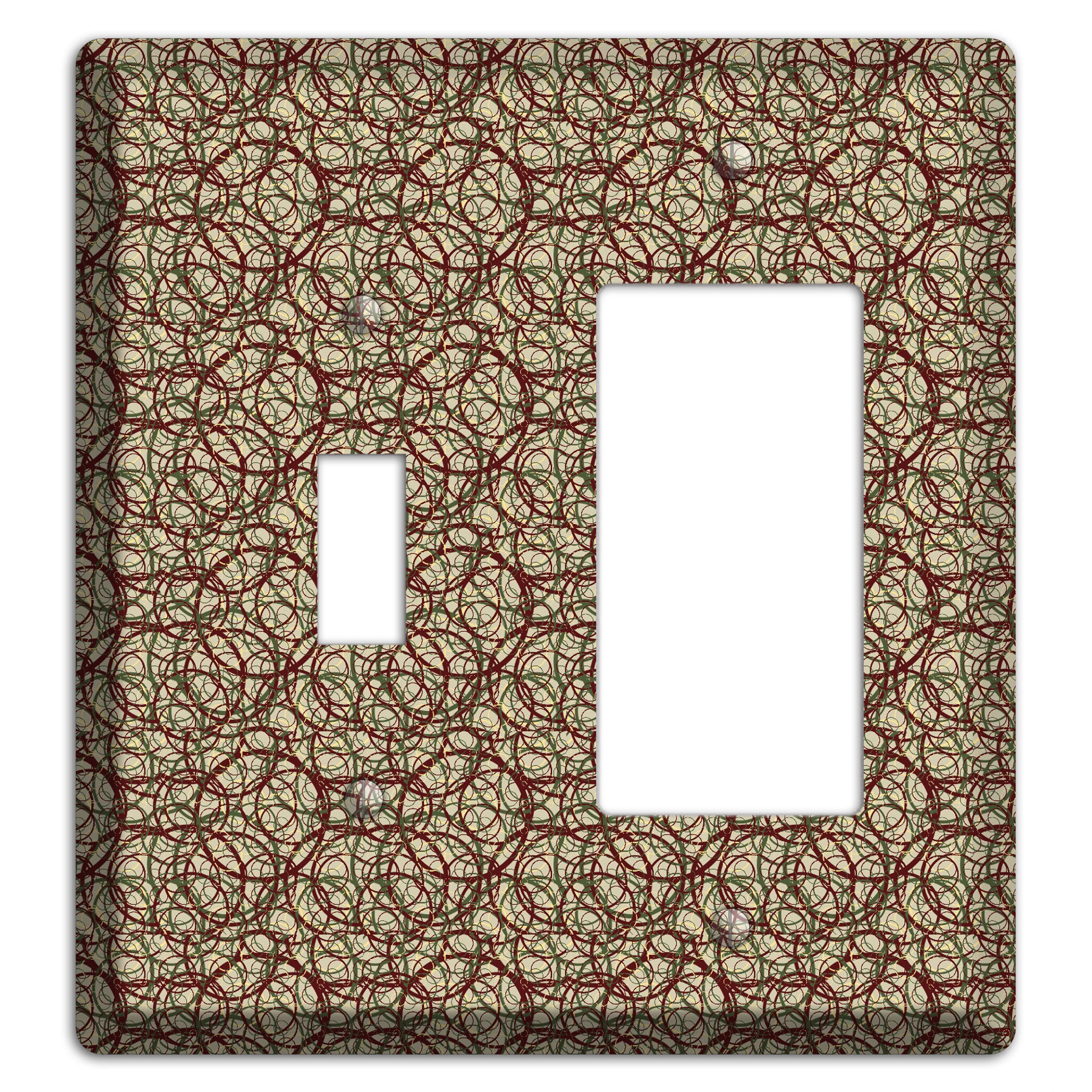 Brown and Burgundy Circles Toggle / Rocker Wallplate