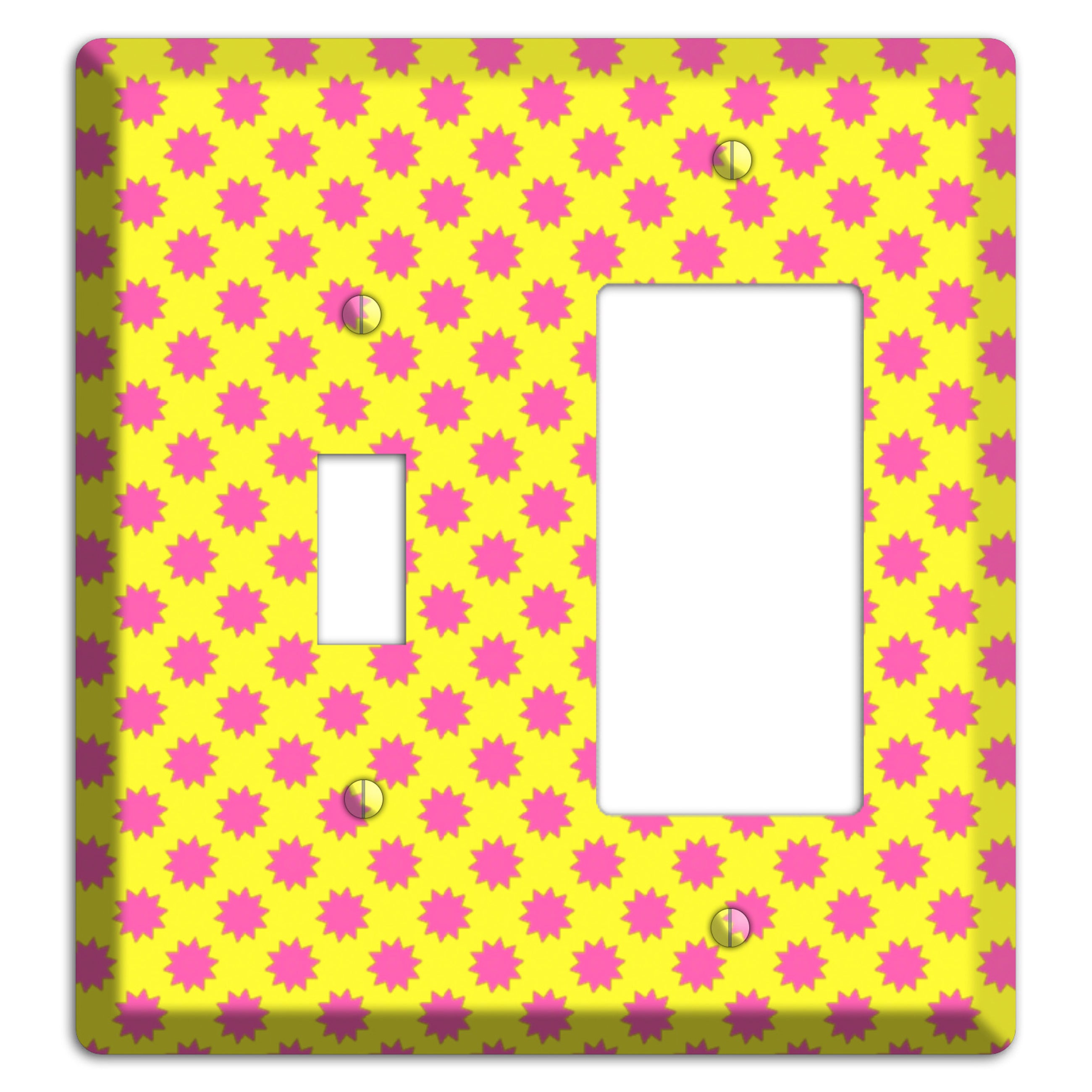 Yellow with Pink Burst Toggle / Rocker Wallplate