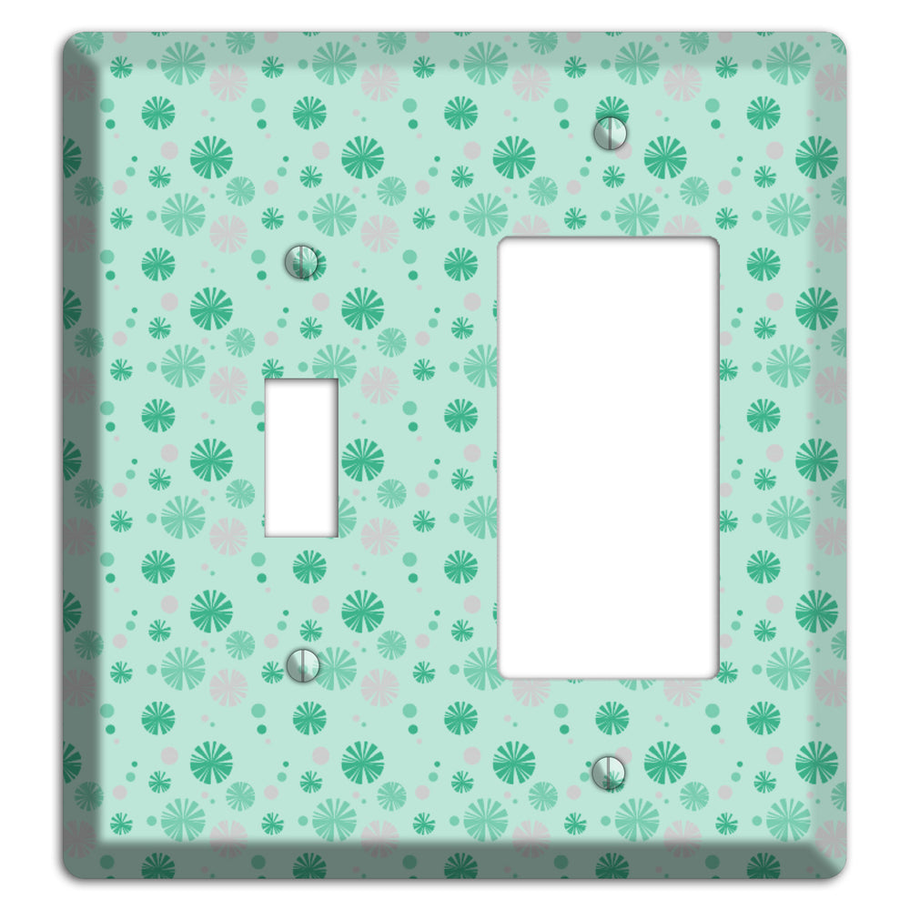 Multi Aqua and Grey Retro Burst Toggle / Rocker Wallplate