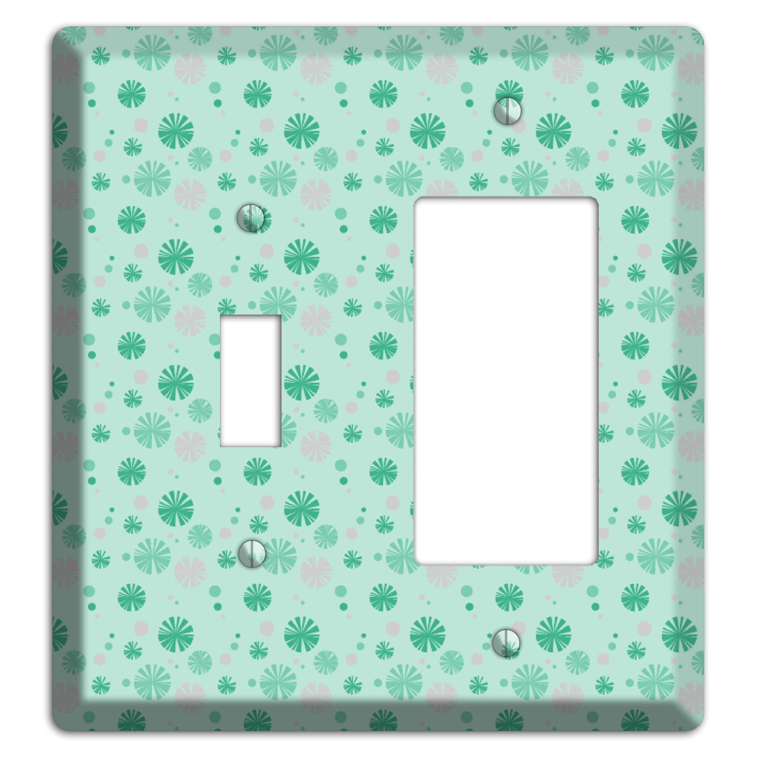 Multi Aqua and Grey Retro Burst Toggle / Rocker Wallplate