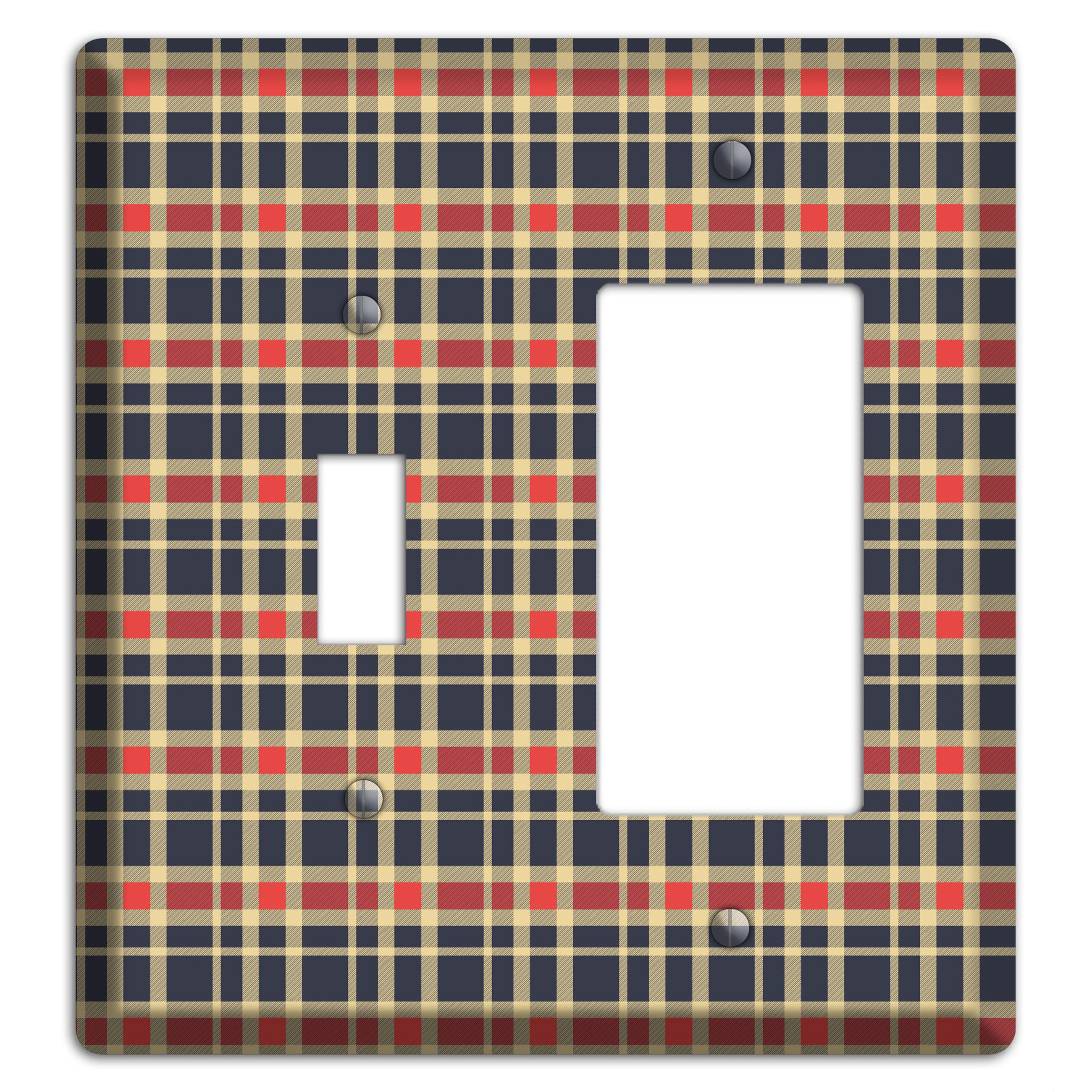 Maroon and Black Plaid 2 Toggle / Rocker Wallplate