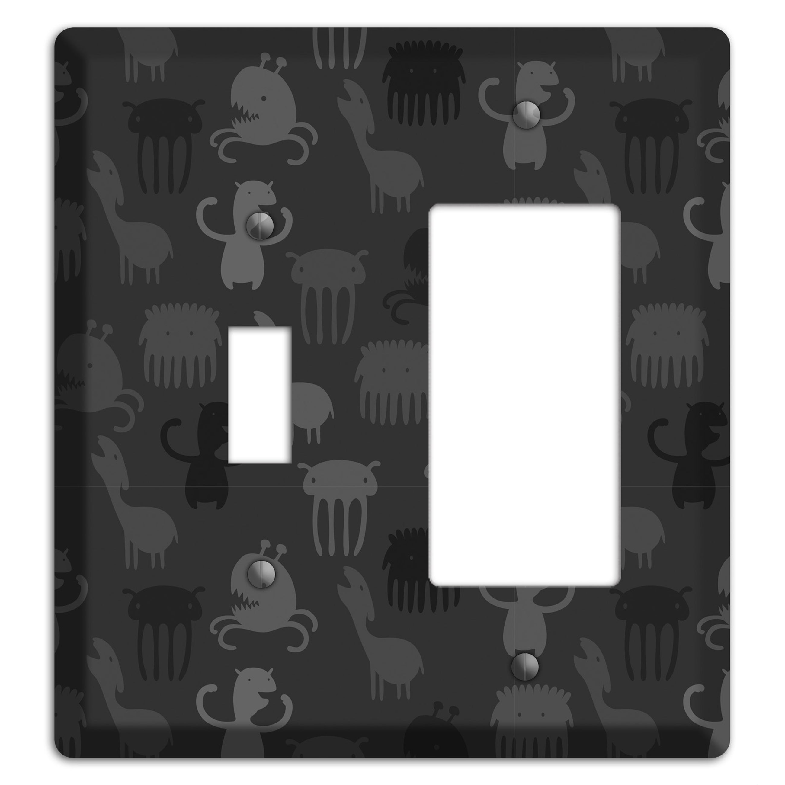 Silly Monsters Black and Grey Toggle / Rocker Wallplate