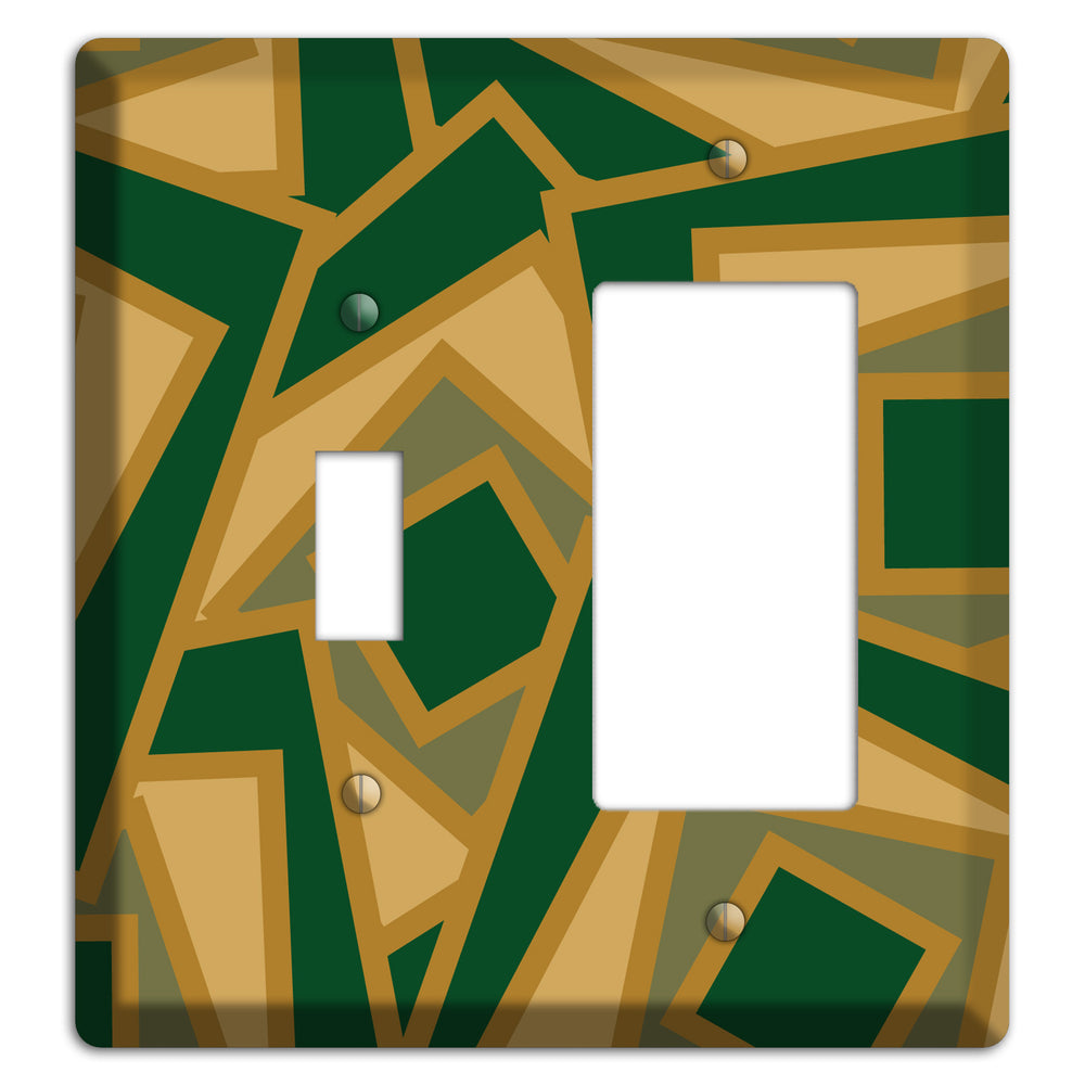 Green and Beige Retro Cubist Toggle / Rocker Wallplate