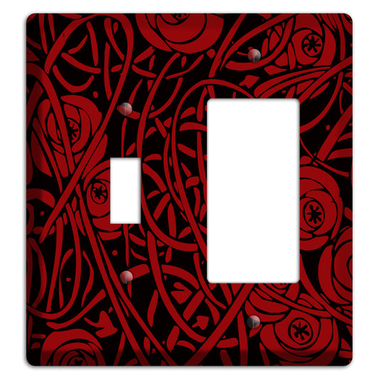 Red Deco Floral Toggle / Rocker Wallplate