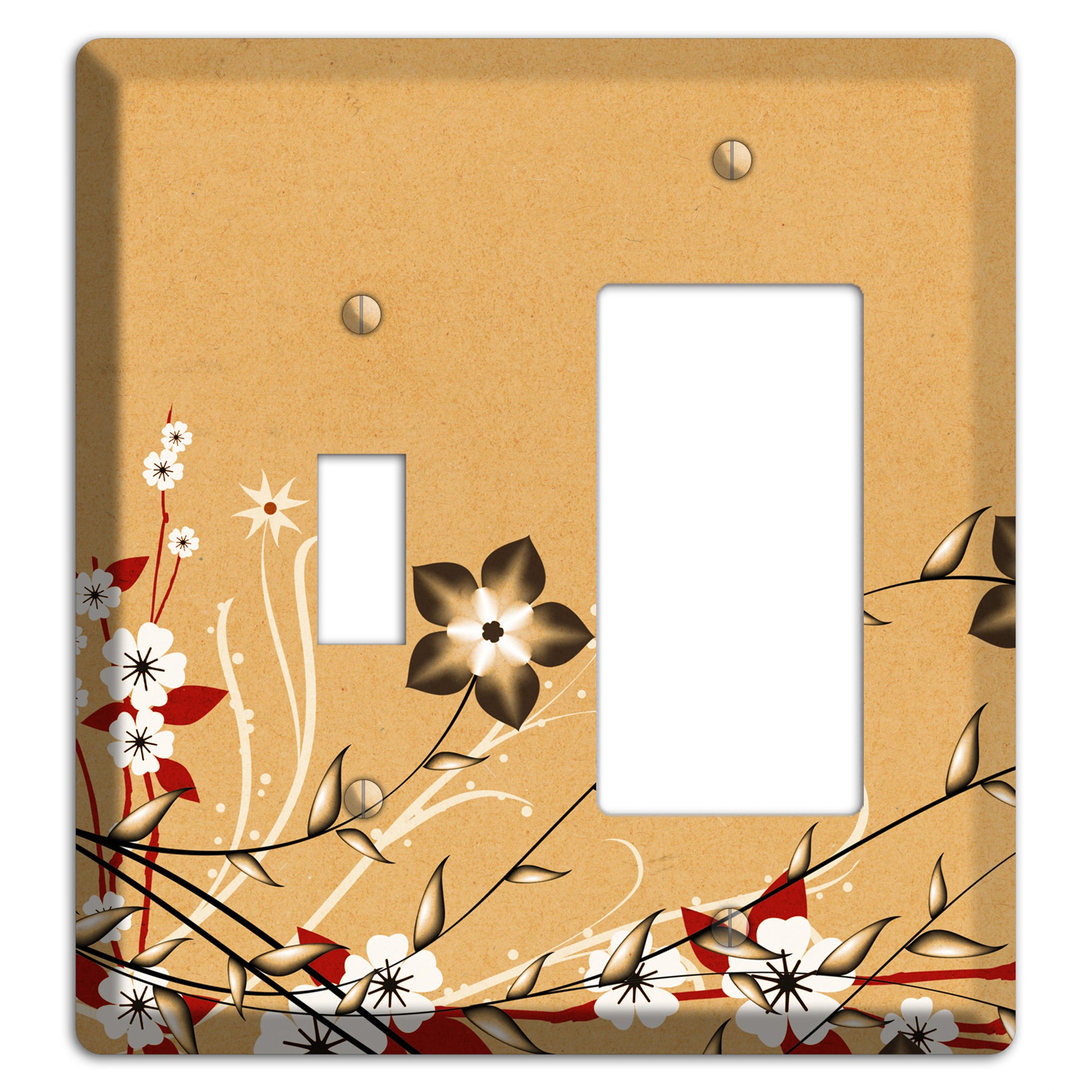 Delicate Red Flowers 2 Toggle / Rocker Wallplate