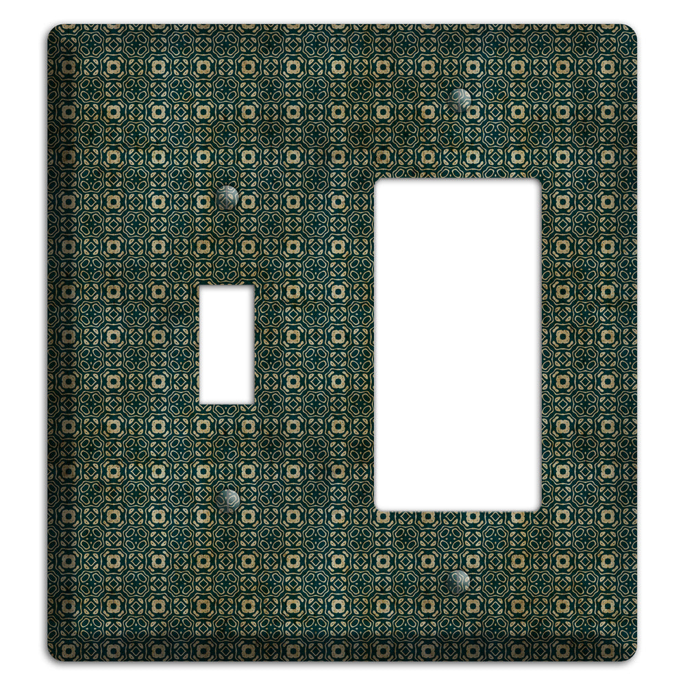 Dark Green Grunge Tapestry Toggle / Rocker Wallplate