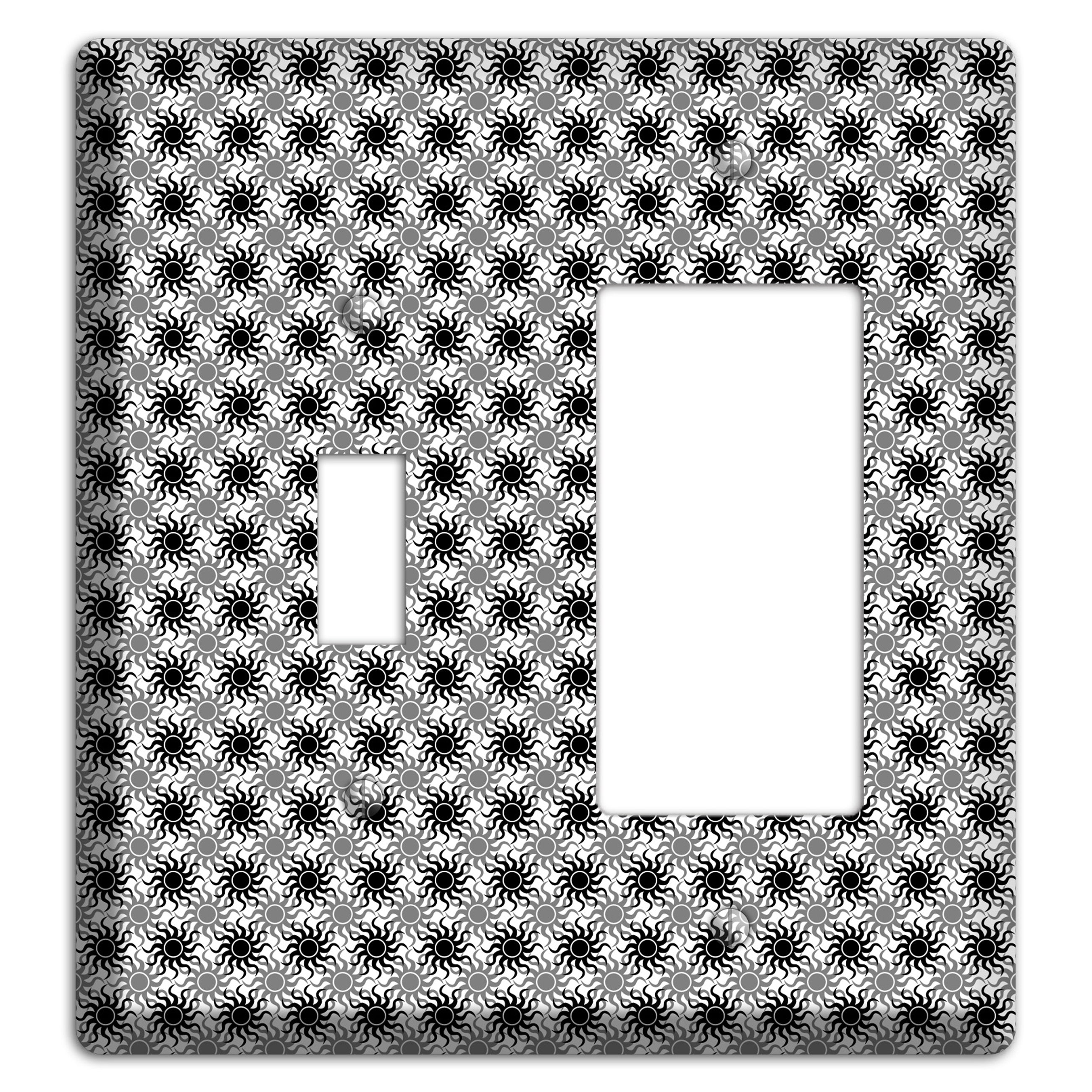 Black and Grey Sun Contour Toggle / Rocker Wallplate