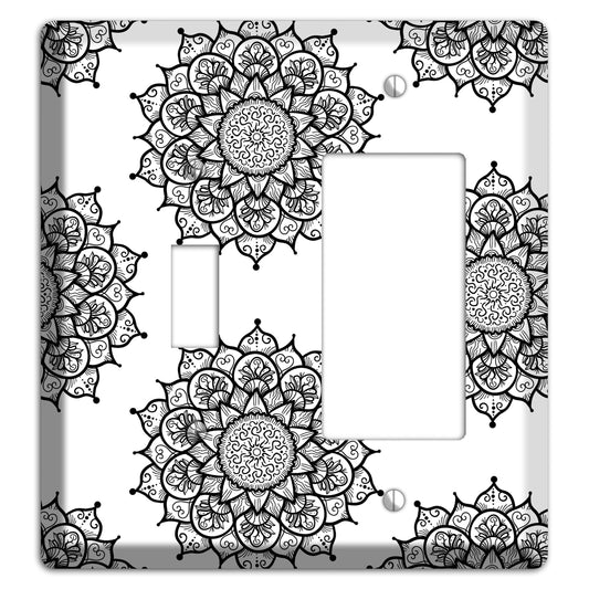 Mandala Black and White Style S Cover Plates Toggle / Rocker Wallplate