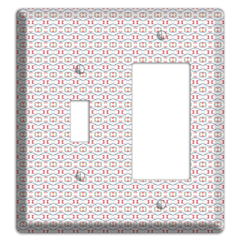 White with Red Tapestry Contour Toggle / Rocker Wallplate
