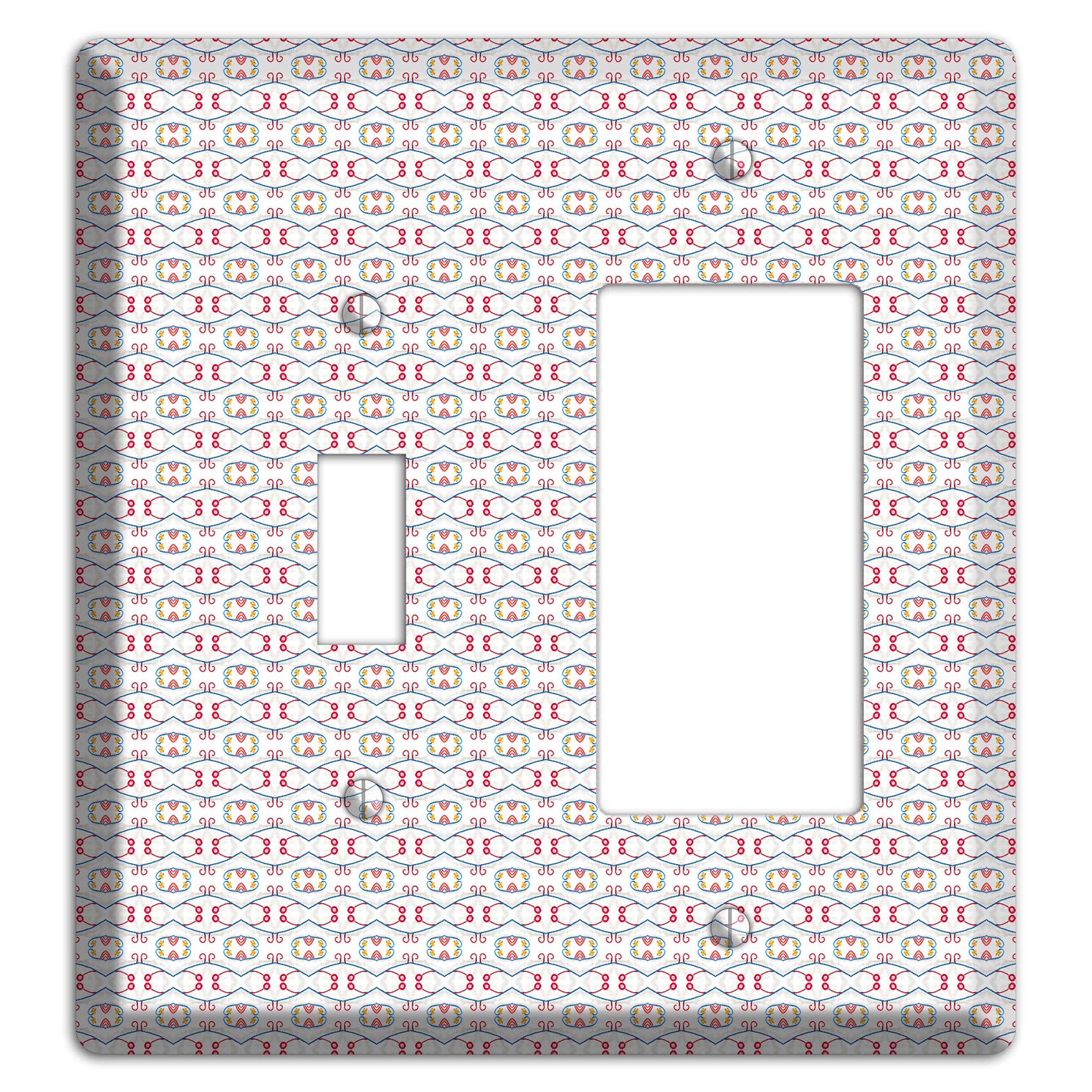 White with Red Tapestry Contour Toggle / Rocker Wallplate