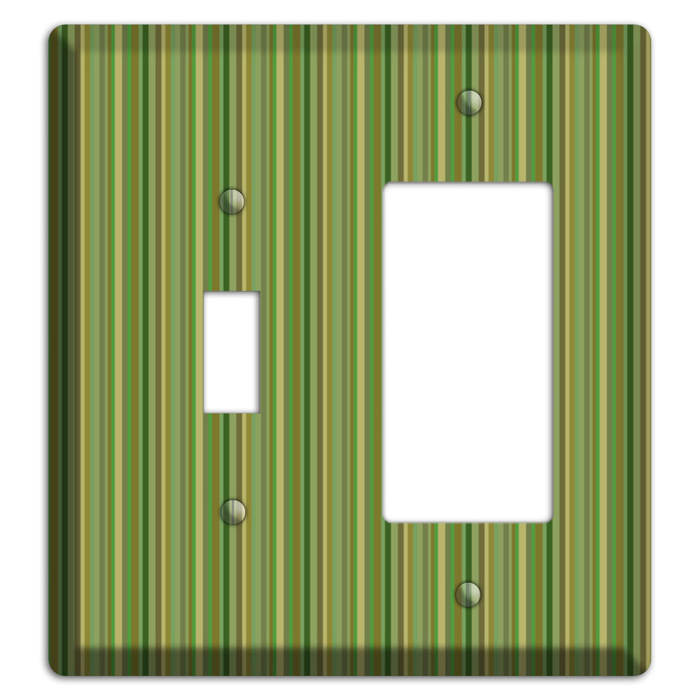 Multi Green Vertical Stripes Toggle / Rocker Wallplate