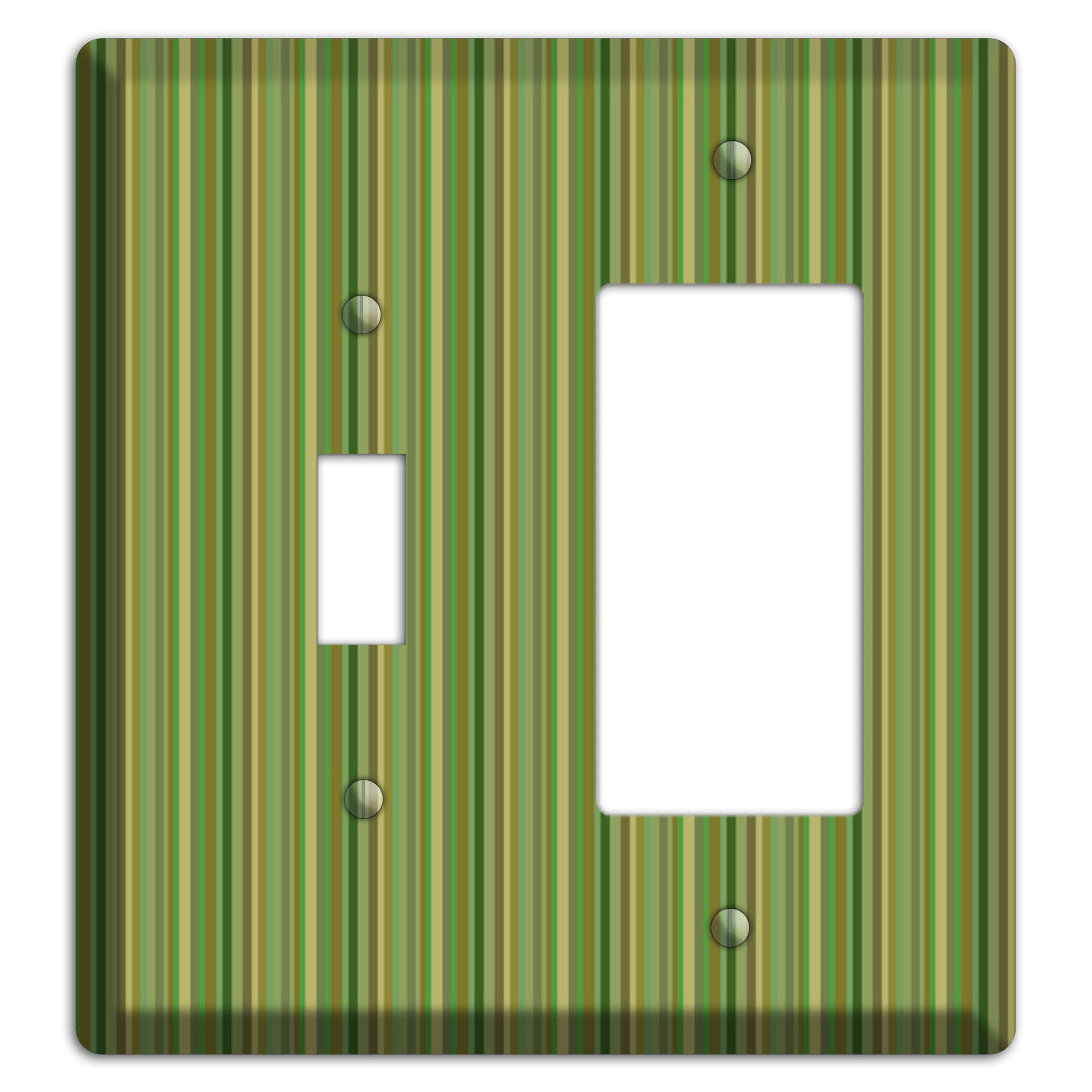 Multi Green Vertical Stripes Toggle / Rocker Wallplate