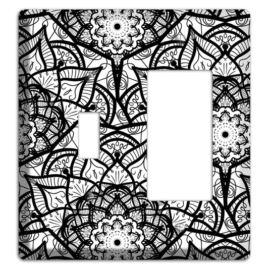 Mandala Black and White Style U Cover Plates Toggle / Rocker Wallplate