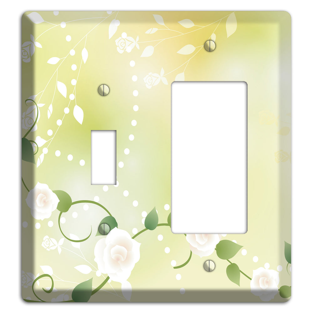 Green Delicate Flowers Toggle / Rocker Wallplate