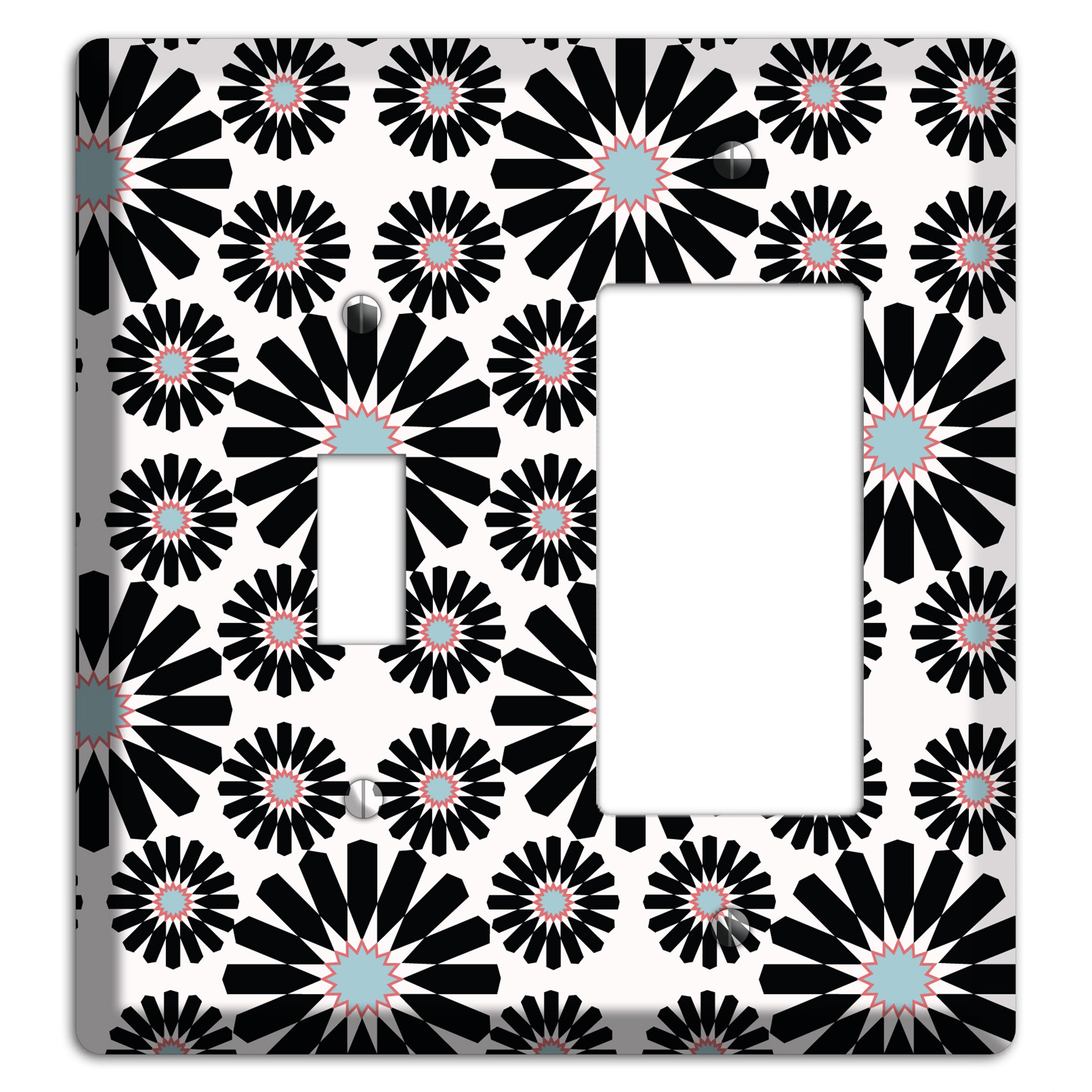Dusty Blue Maroon Scandinavian Floral Toggle / Rocker Wallplate
