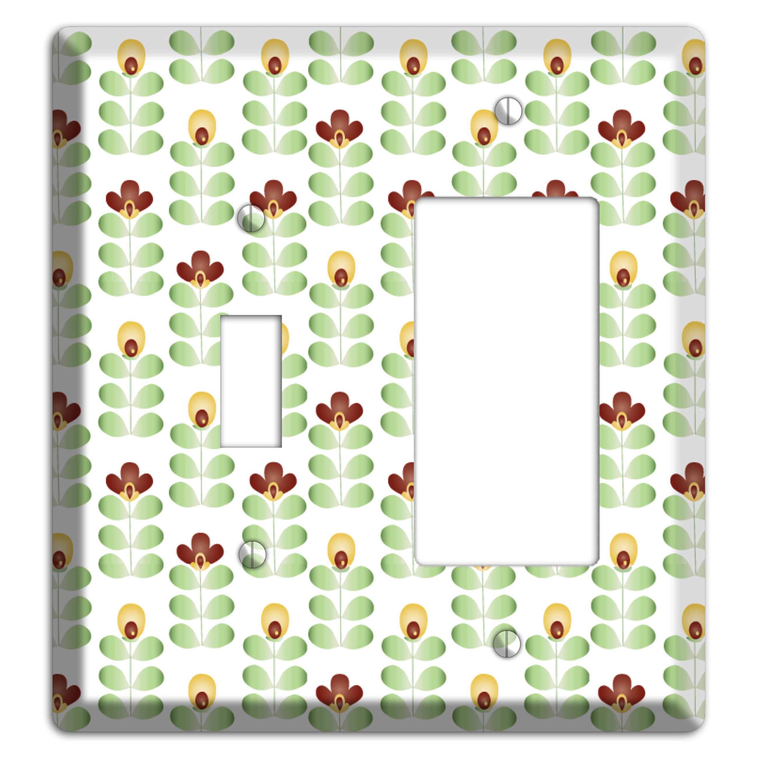 Burgundy Deco Floral Half Drop Toggle / Rocker Wallplate
