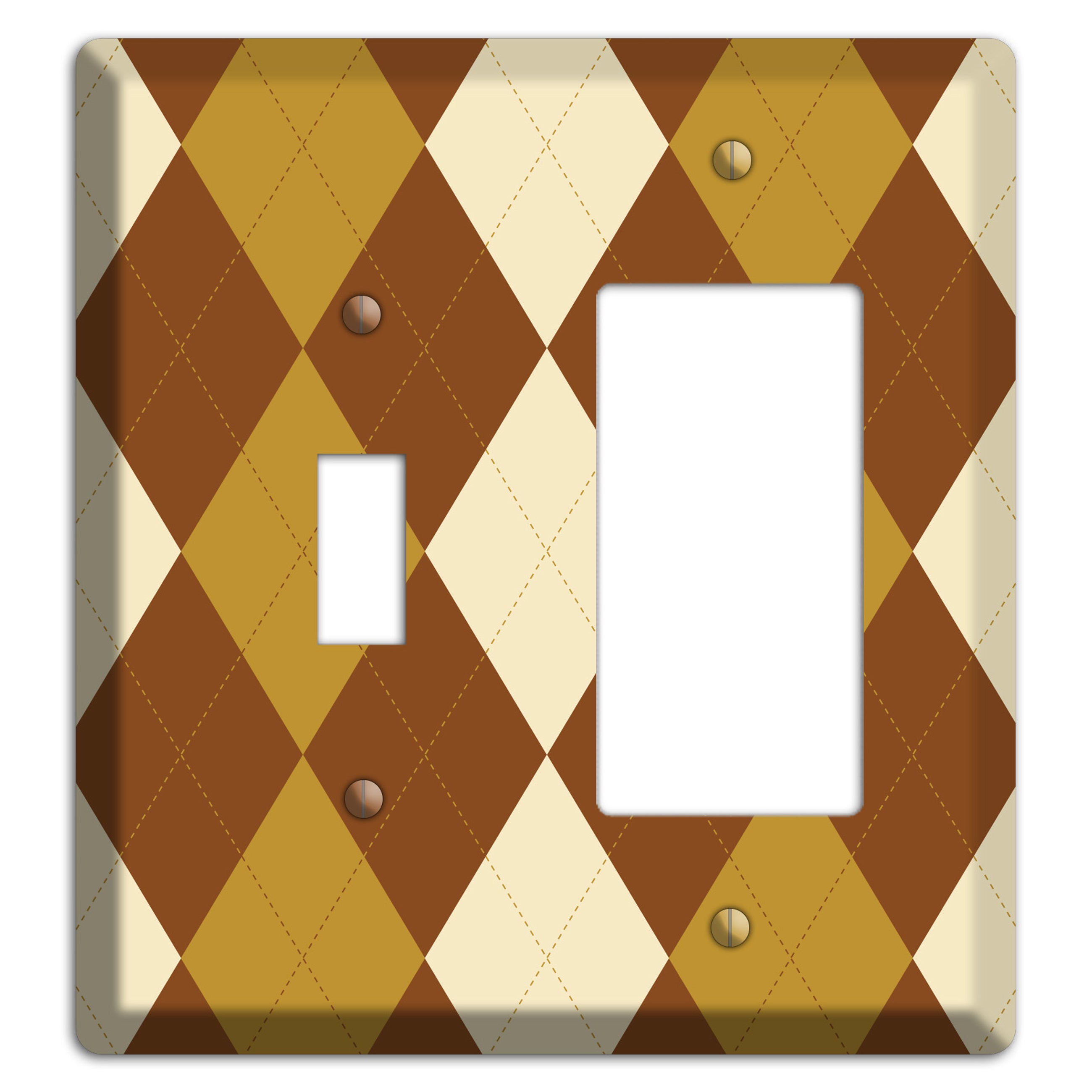 Multi Brown Argyle Toggle / Rocker Wallplate