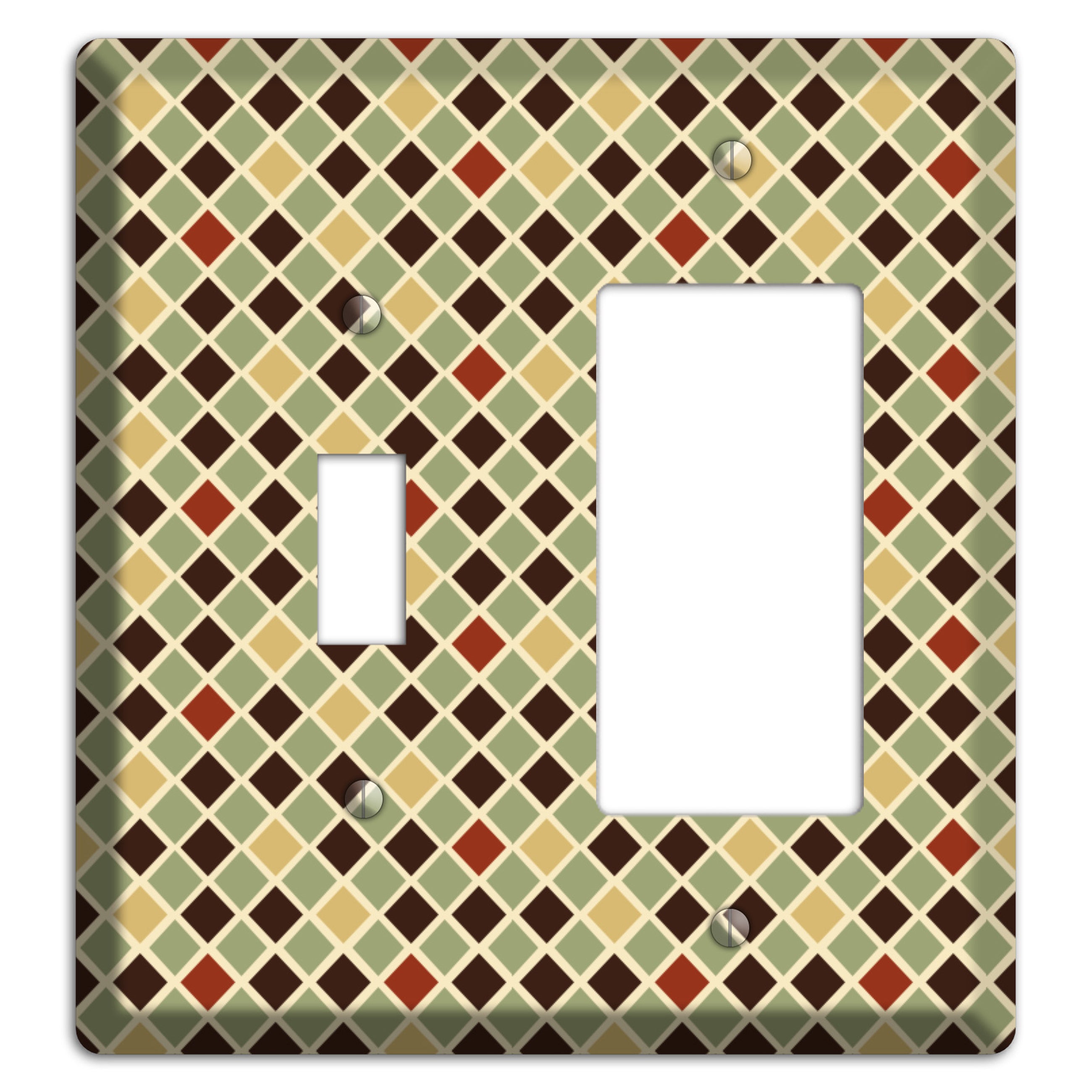 Olive Mustard Maroon Diamonds Toggle / Rocker Wallplate