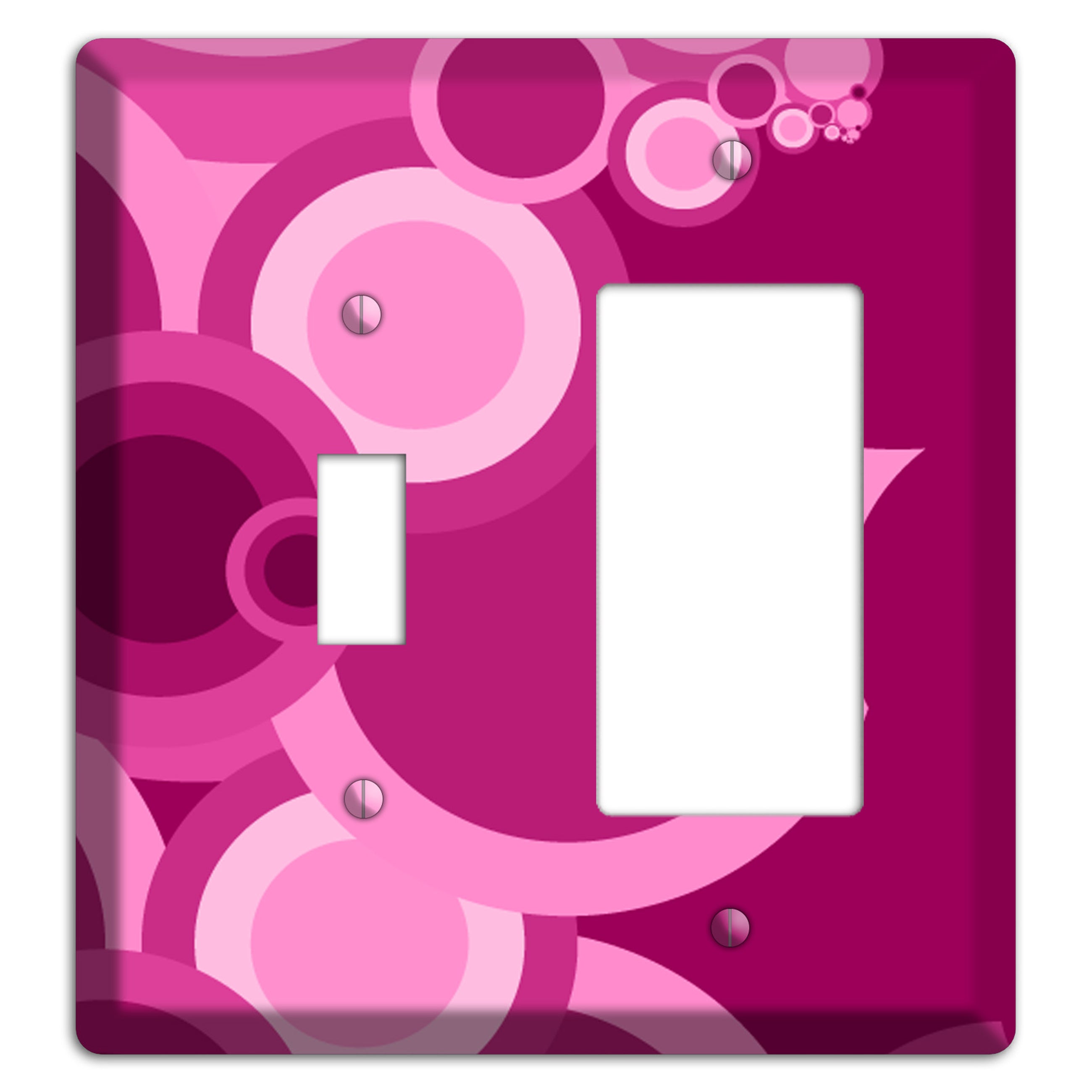 Pink and Fuschia Circles Toggle / Rocker Wallplate