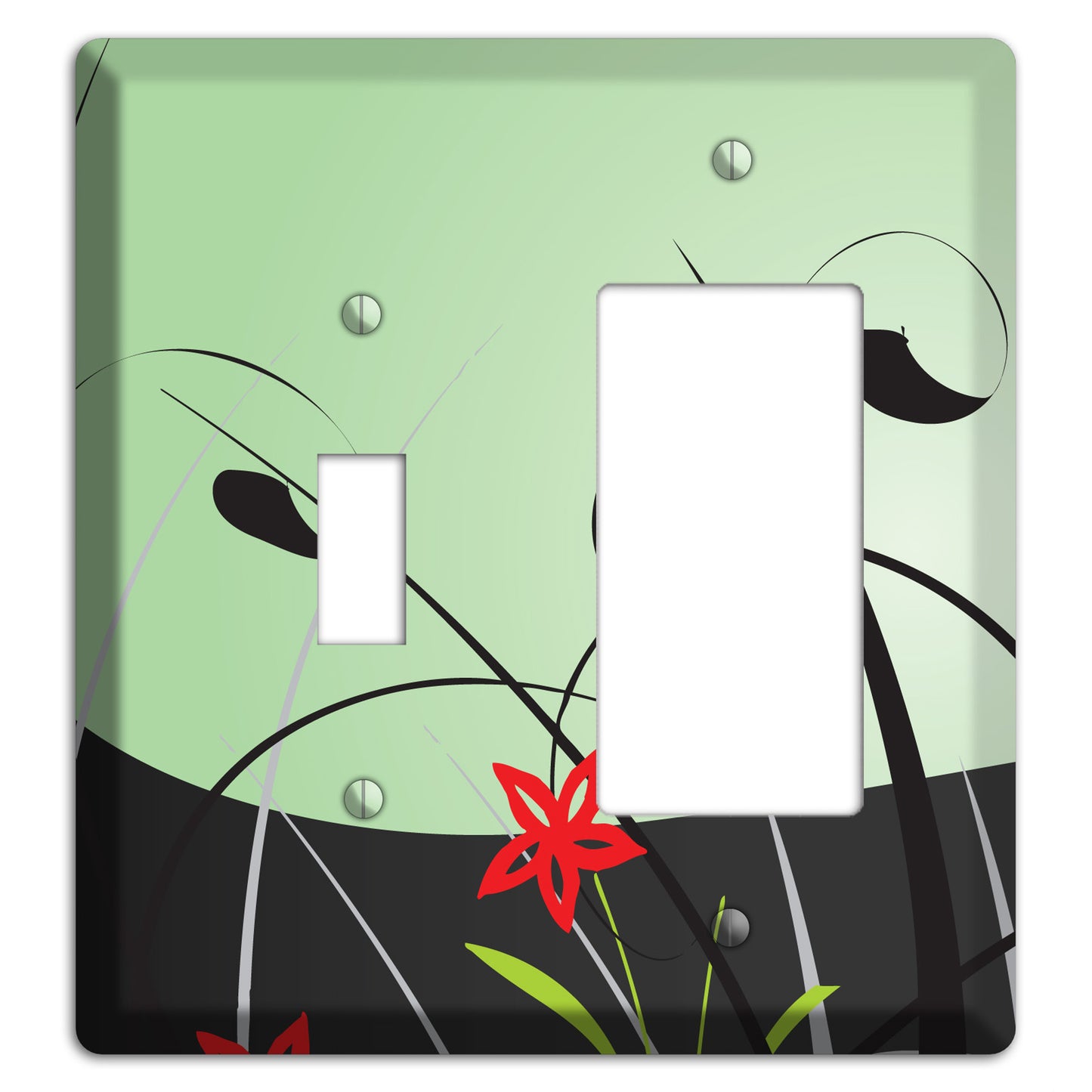 Mint Green Floral Sprig Toggle / Rocker Wallplate