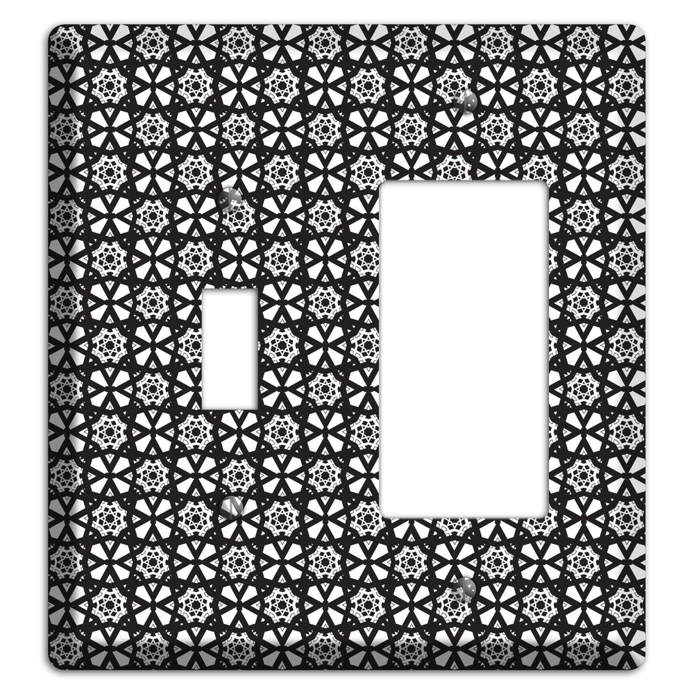 White with Black Arabesque Toggle / Rocker Wallplate