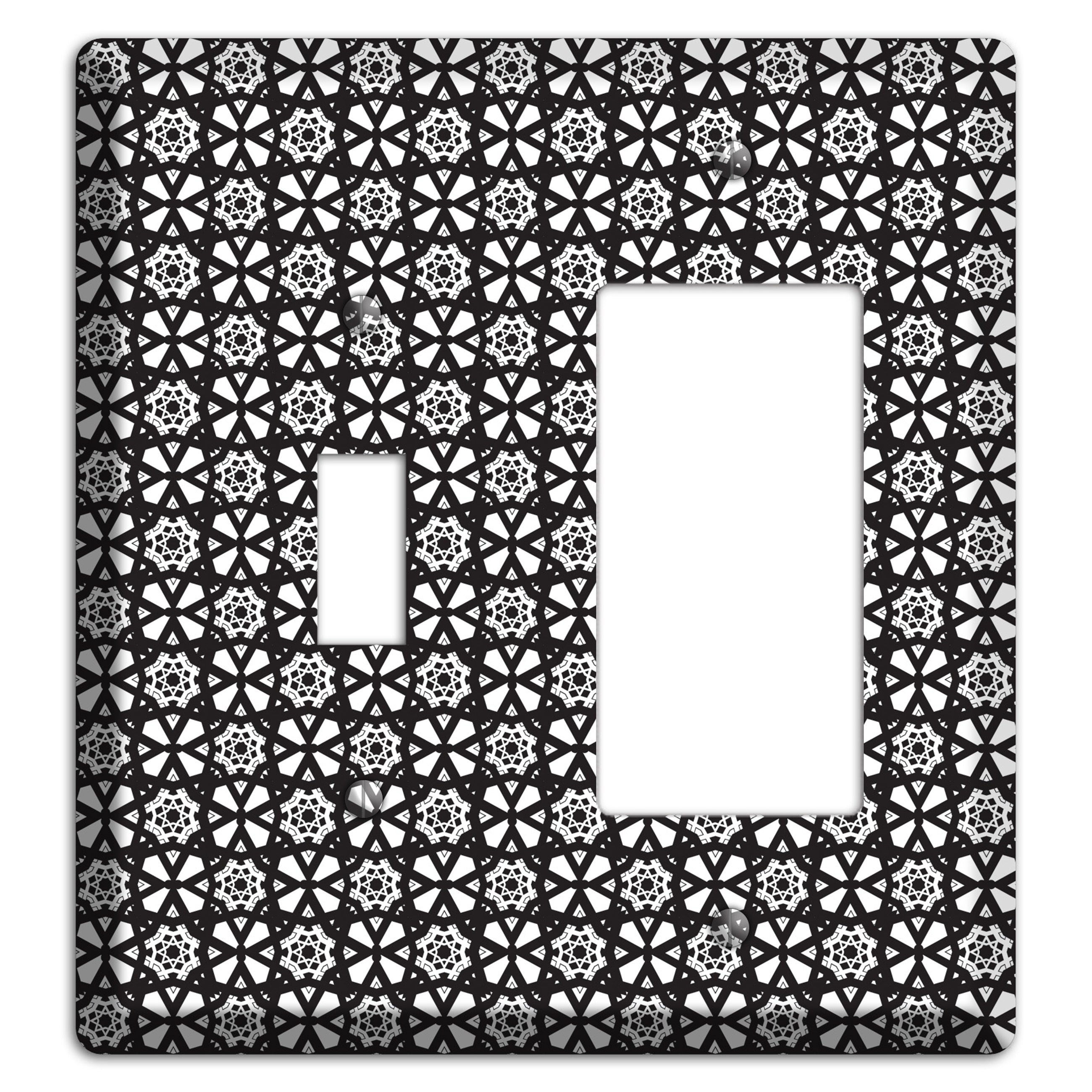 White with Black Arabesque Toggle / Rocker Wallplate