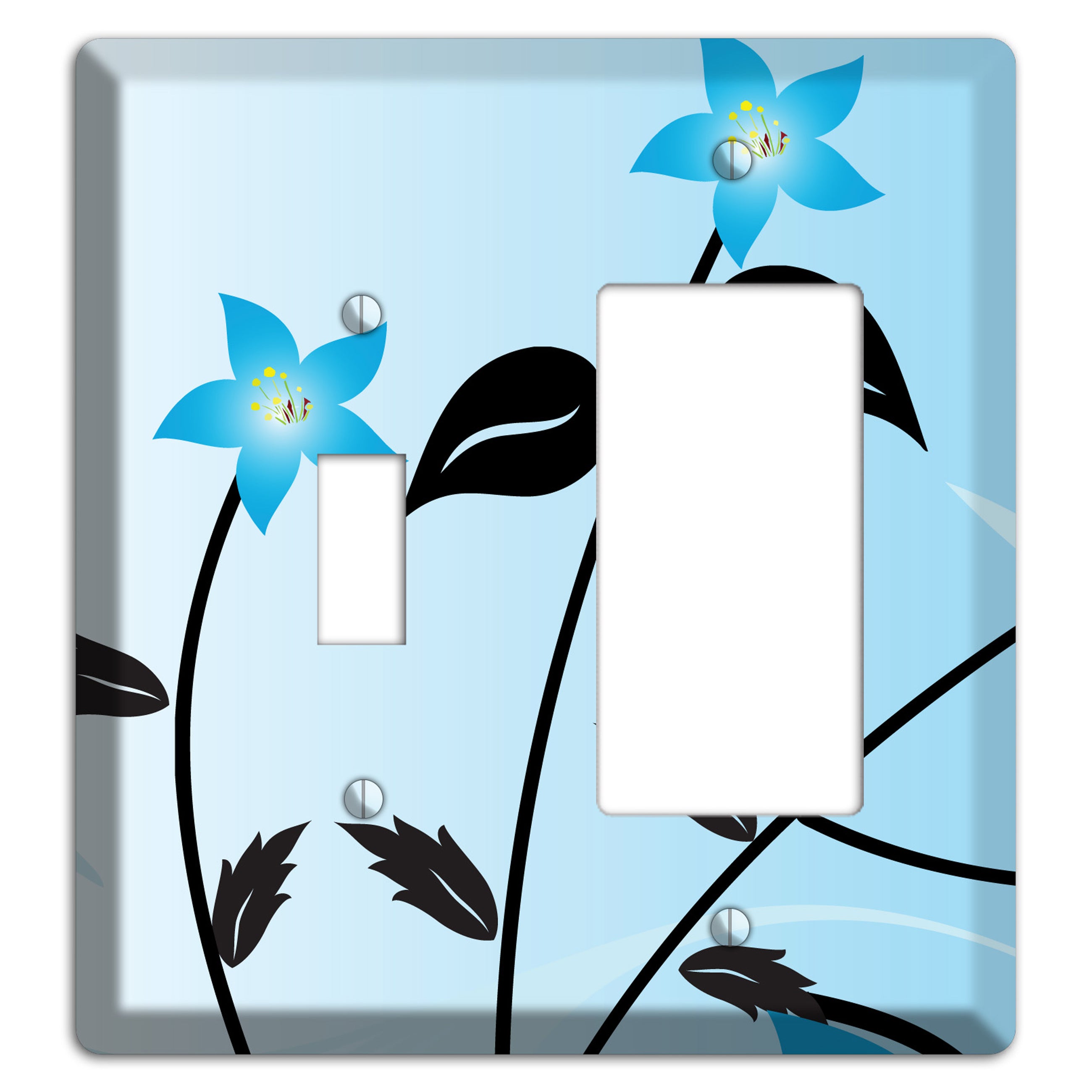 Blue Double Sprig Toggle / Rocker Wallplate