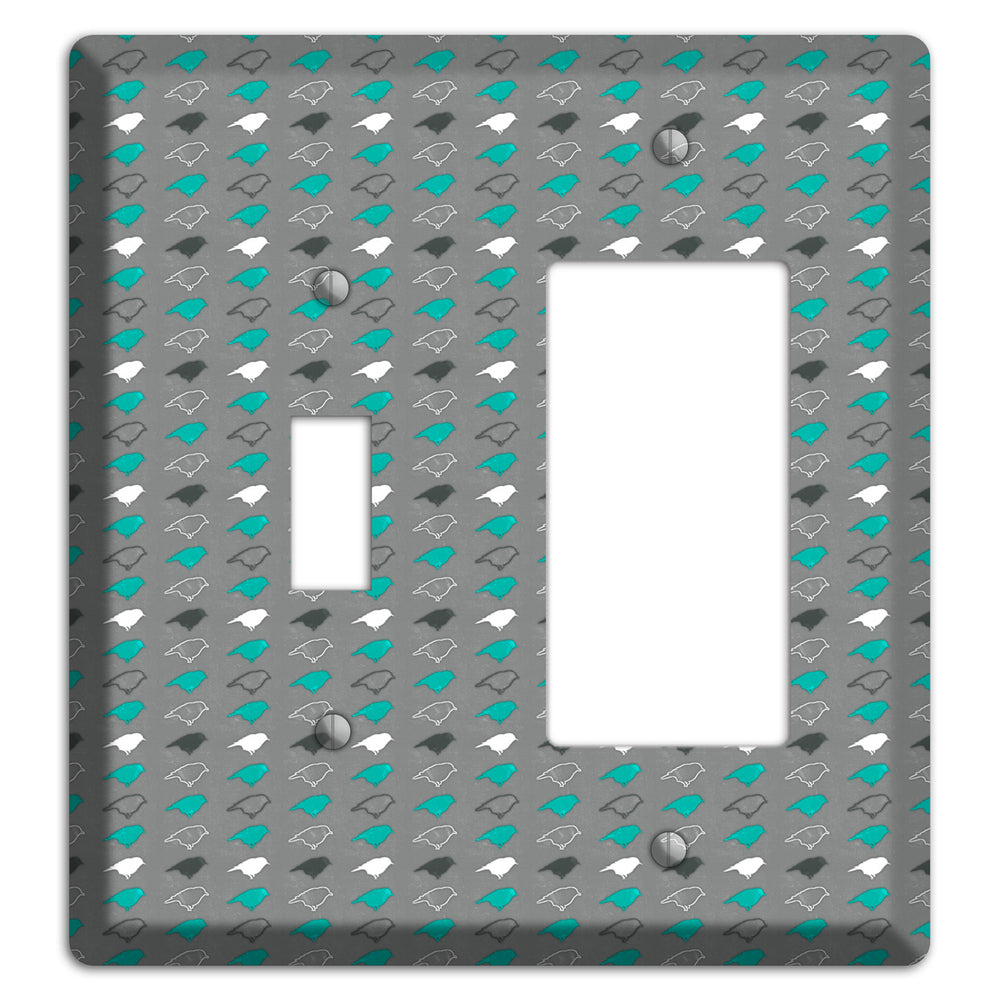 Grey with Small Green Birds 2 Toggle / Rocker Wallplate