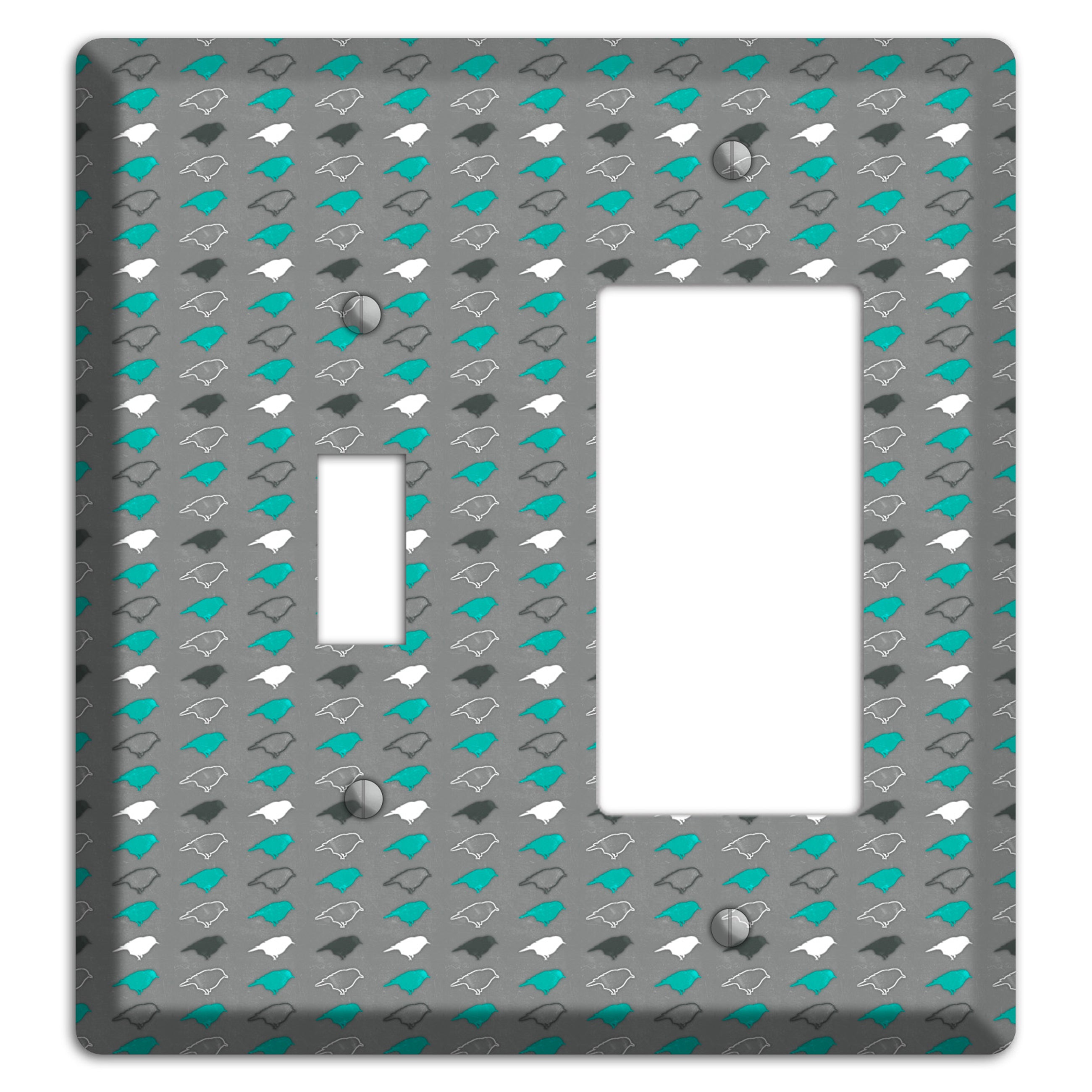 Grey with Small Green Birds 2 Toggle / Rocker Wallplate