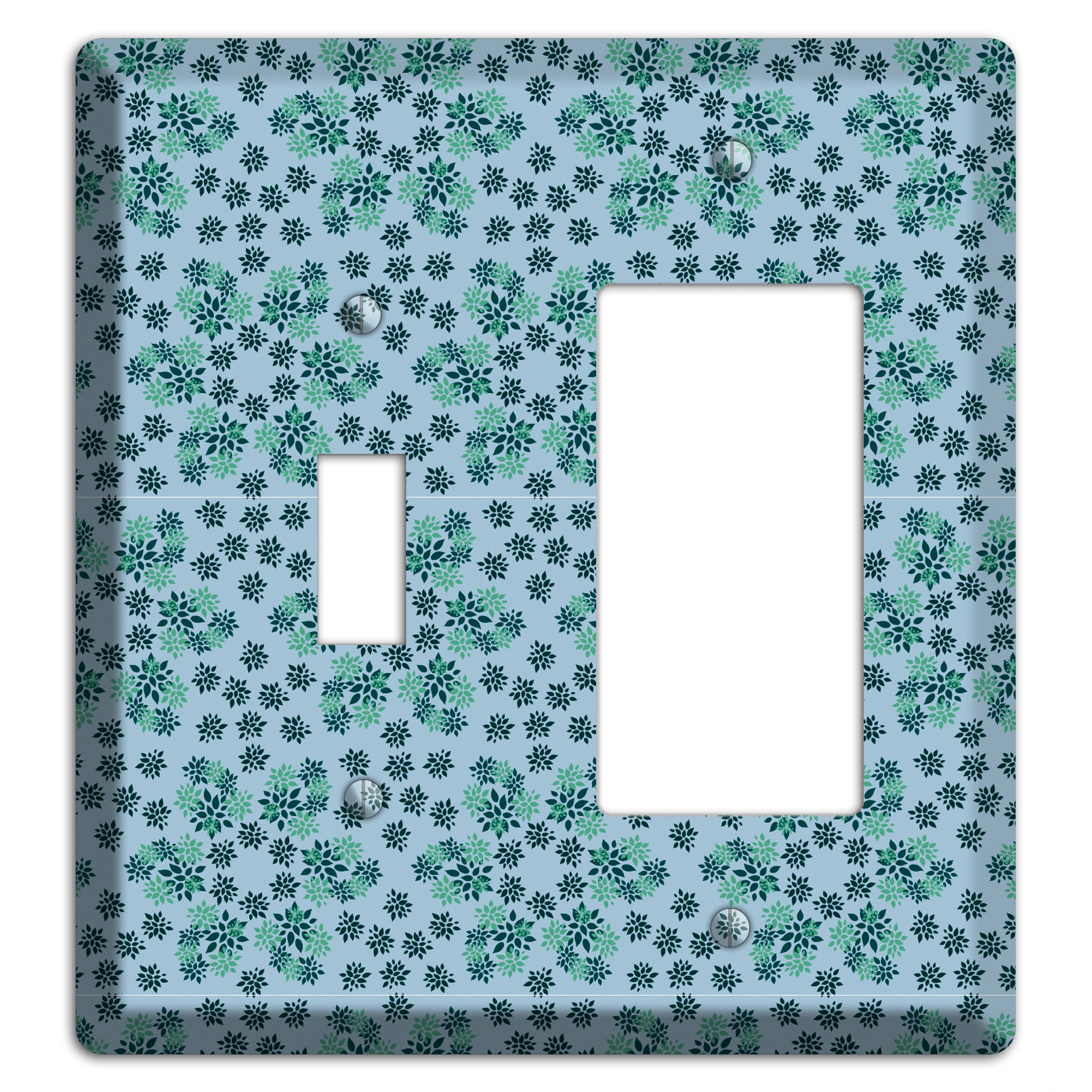 Blue with Multi Green Calico Toggle / Rocker Wallplate