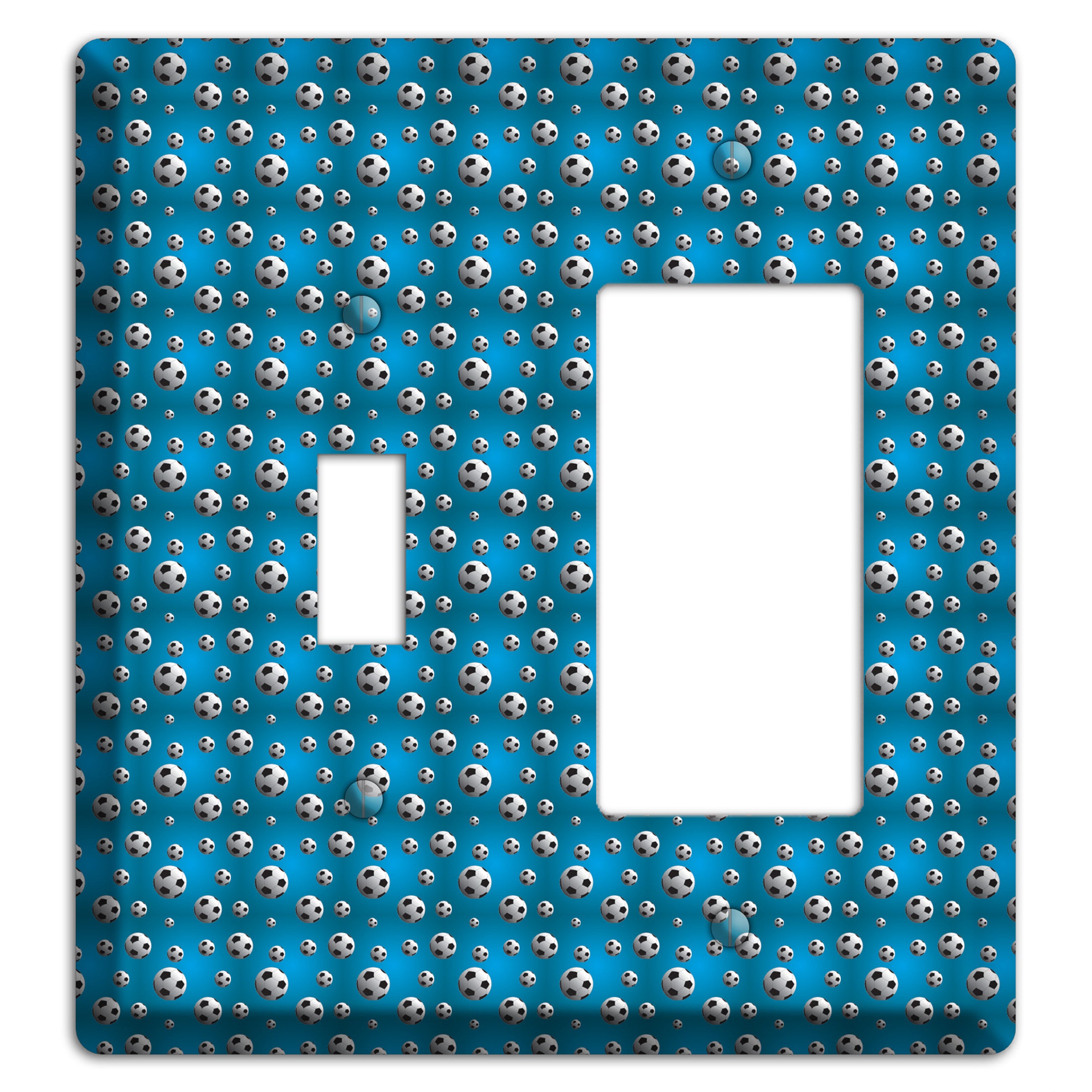 Blue with Soccer Balls Toggle / Rocker Wallplate