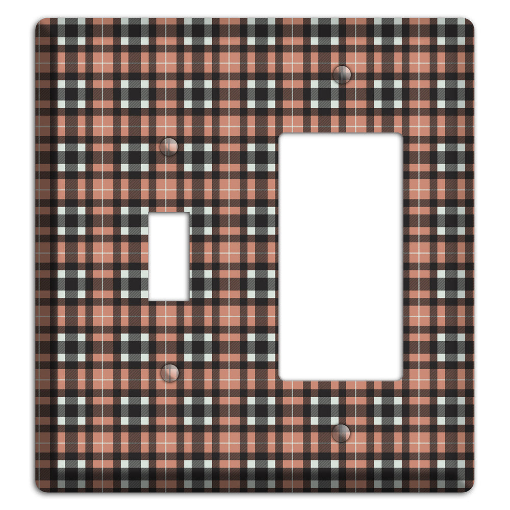 Light Brown Plaid Toggle / Rocker Wallplate