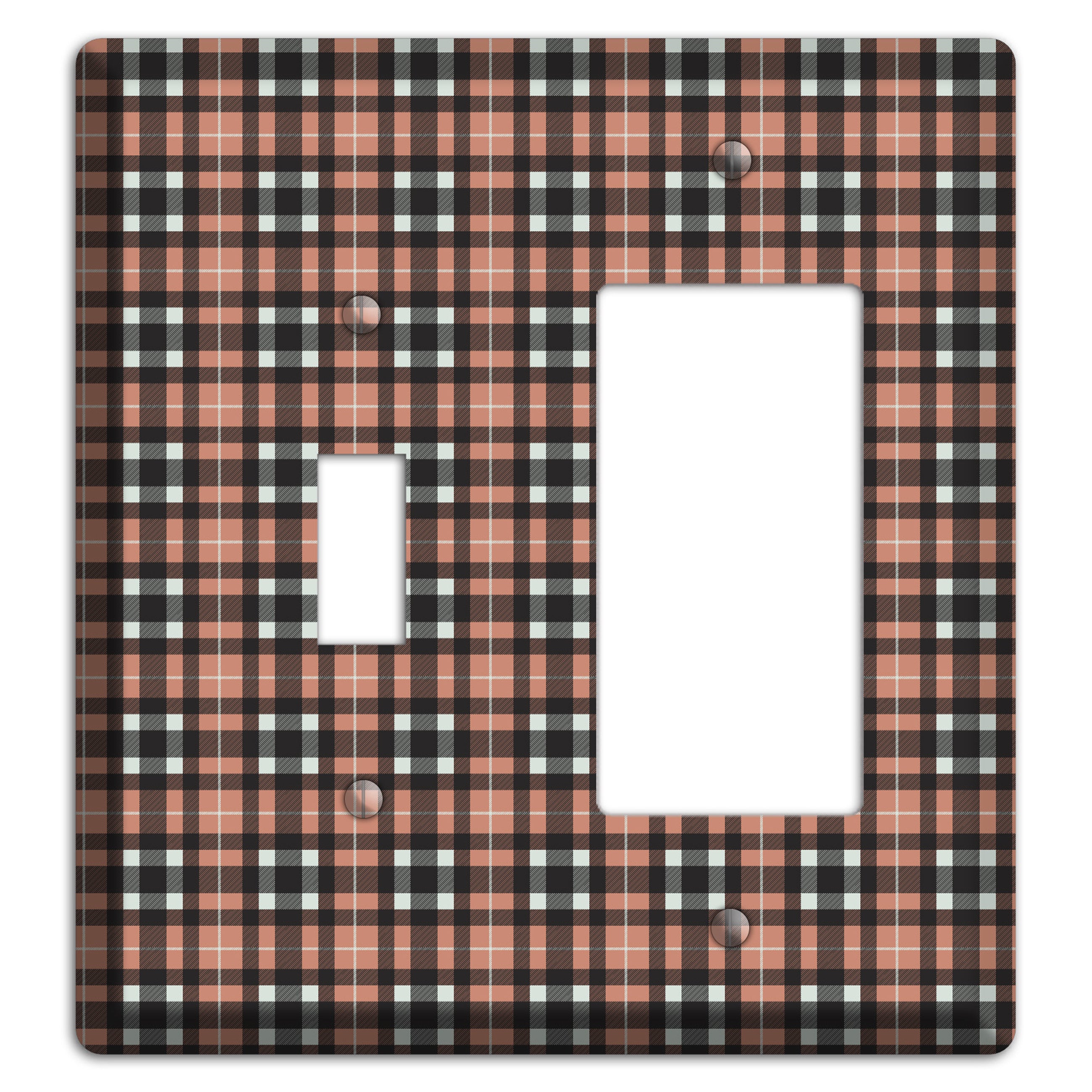 Light Brown Plaid Toggle / Rocker Wallplate