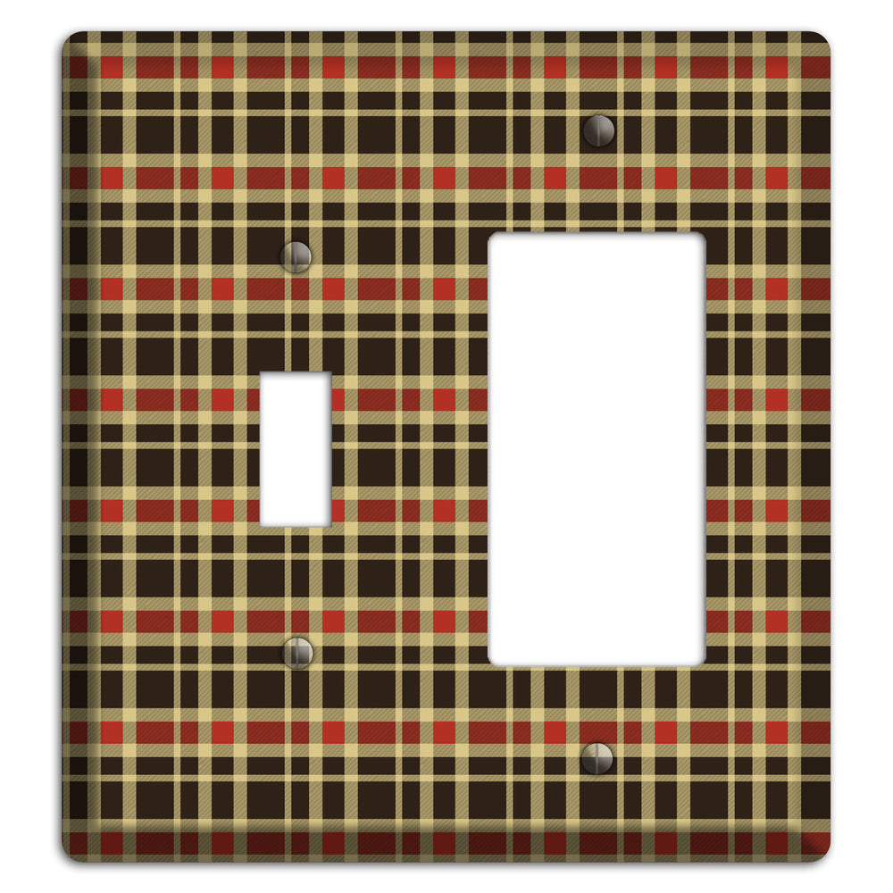 Maroon and Black Plaid Toggle / Rocker Wallplate