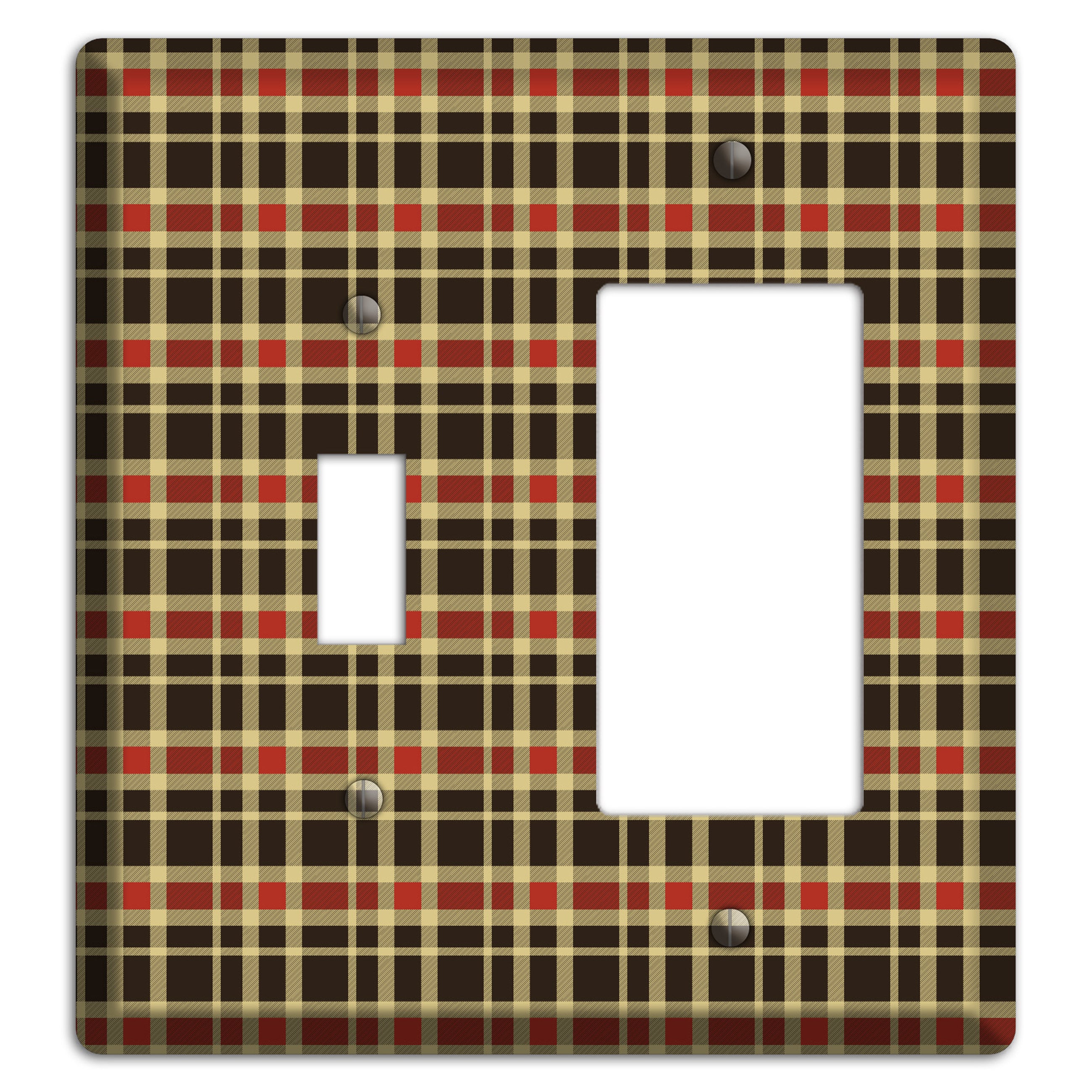Maroon and Black Plaid Toggle / Rocker Wallplate