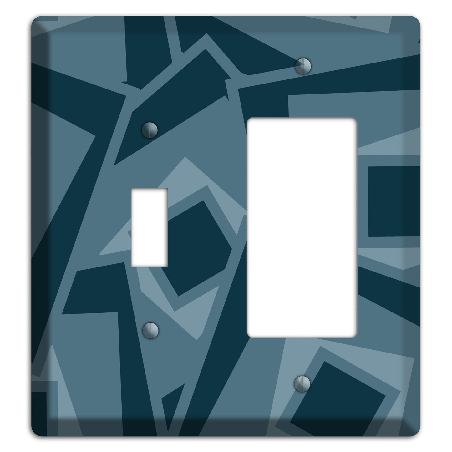 Blue-grey Retro Cubist Toggle / Rocker Wallplate