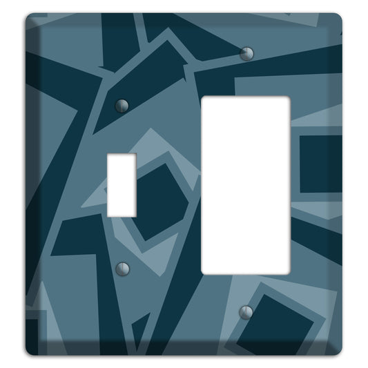 Blue-grey Retro Cubist Toggle / Rocker Wallplate