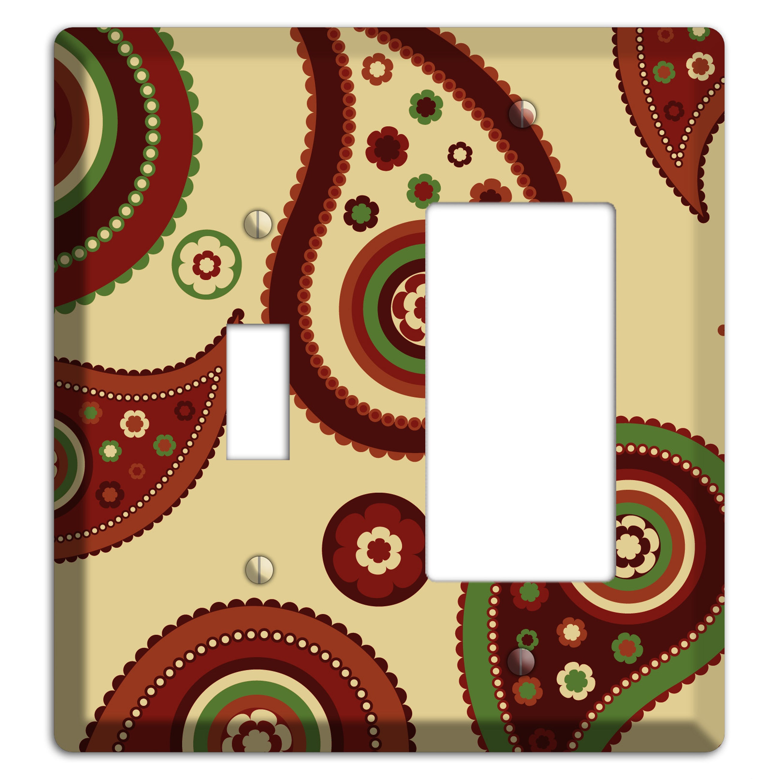 Beige Paisley Toggle / Rocker Wallplate